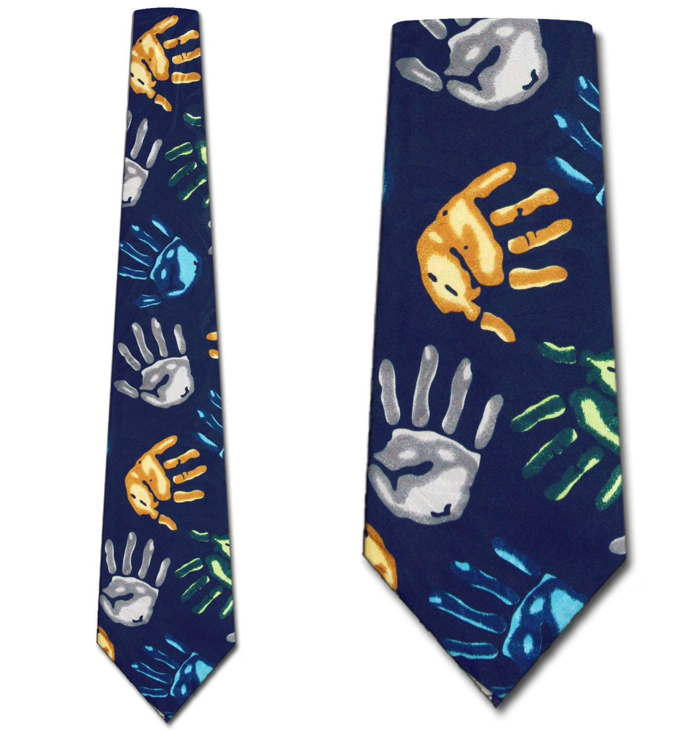 424-104: Childrens Hands Tie Teachers Parents Kids Necktie Cool Navy by Steven Harris