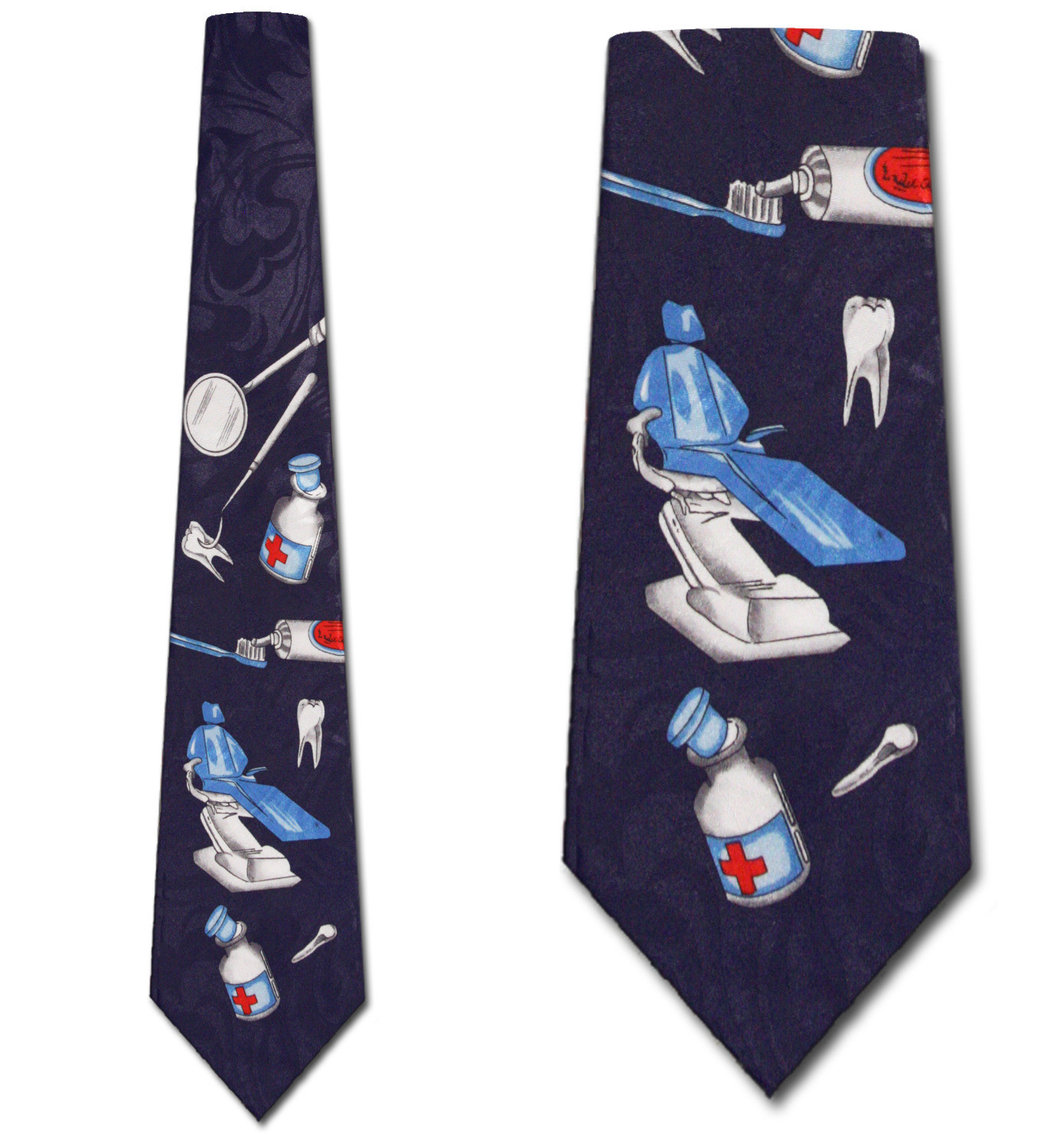 452-102: Dentist Ties Hygenist Tooth Dental Neckties Navy by Steven Harris