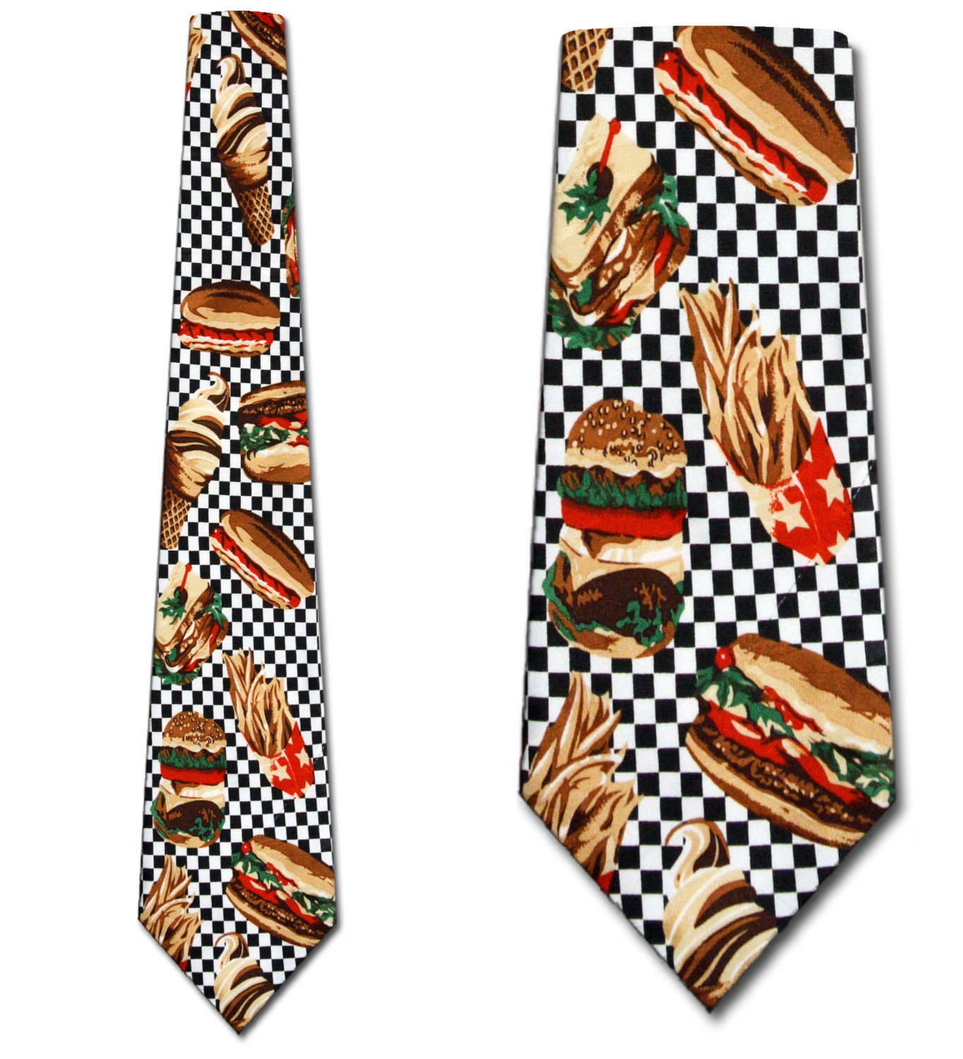 453-100: Burger Ties French Fries Hod Dog Neckties Fastfood Black by Steven Harris