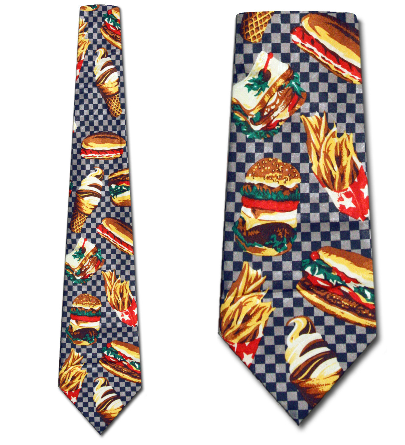 453-102: Burger Ties French Fries Hod Dog Neckties Fastfood Navy by Steven Harris