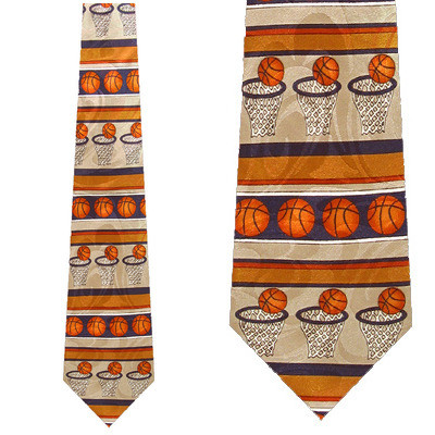 460-100: Basketball Stripe Ties Navy Basketballs Conservative Neckties by Steven Harris