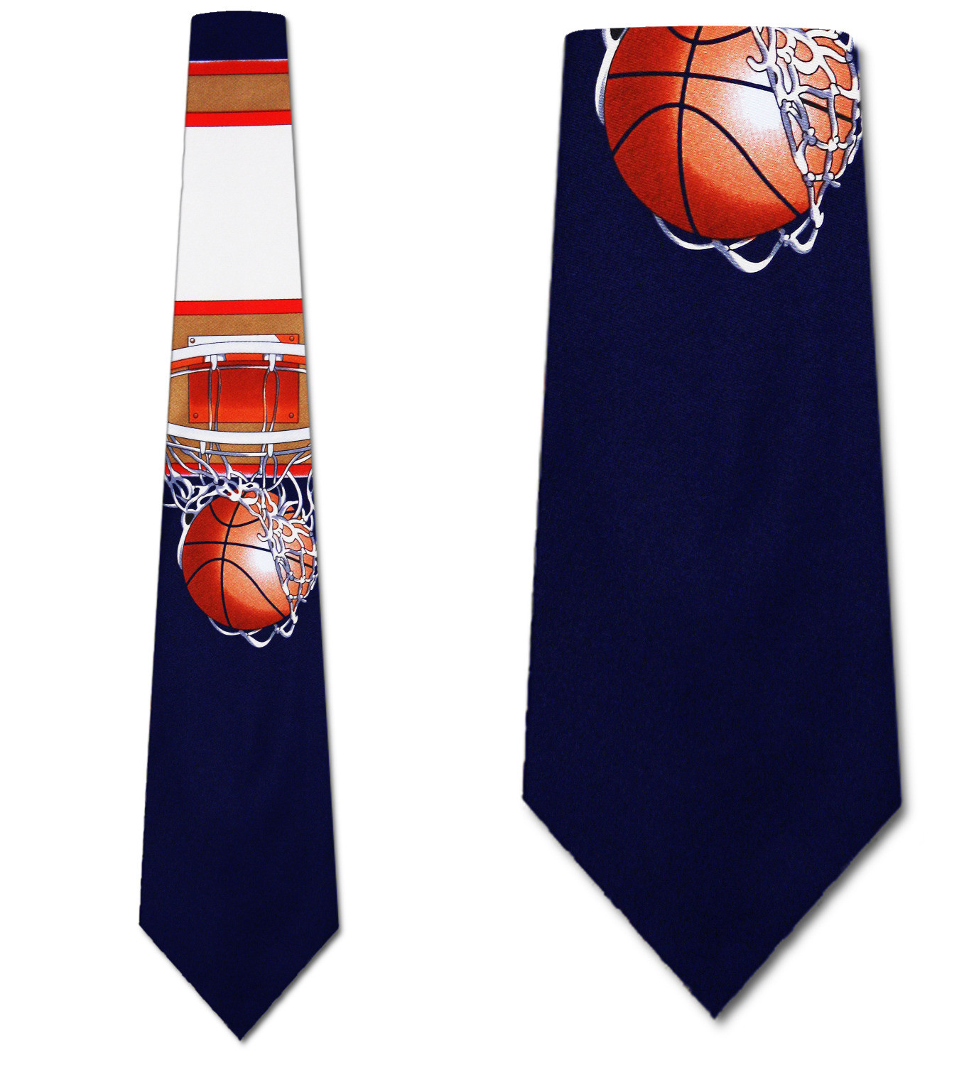 461-102: Basketball Hoops Tie Navy Basketballs Necktie by Steven Harris