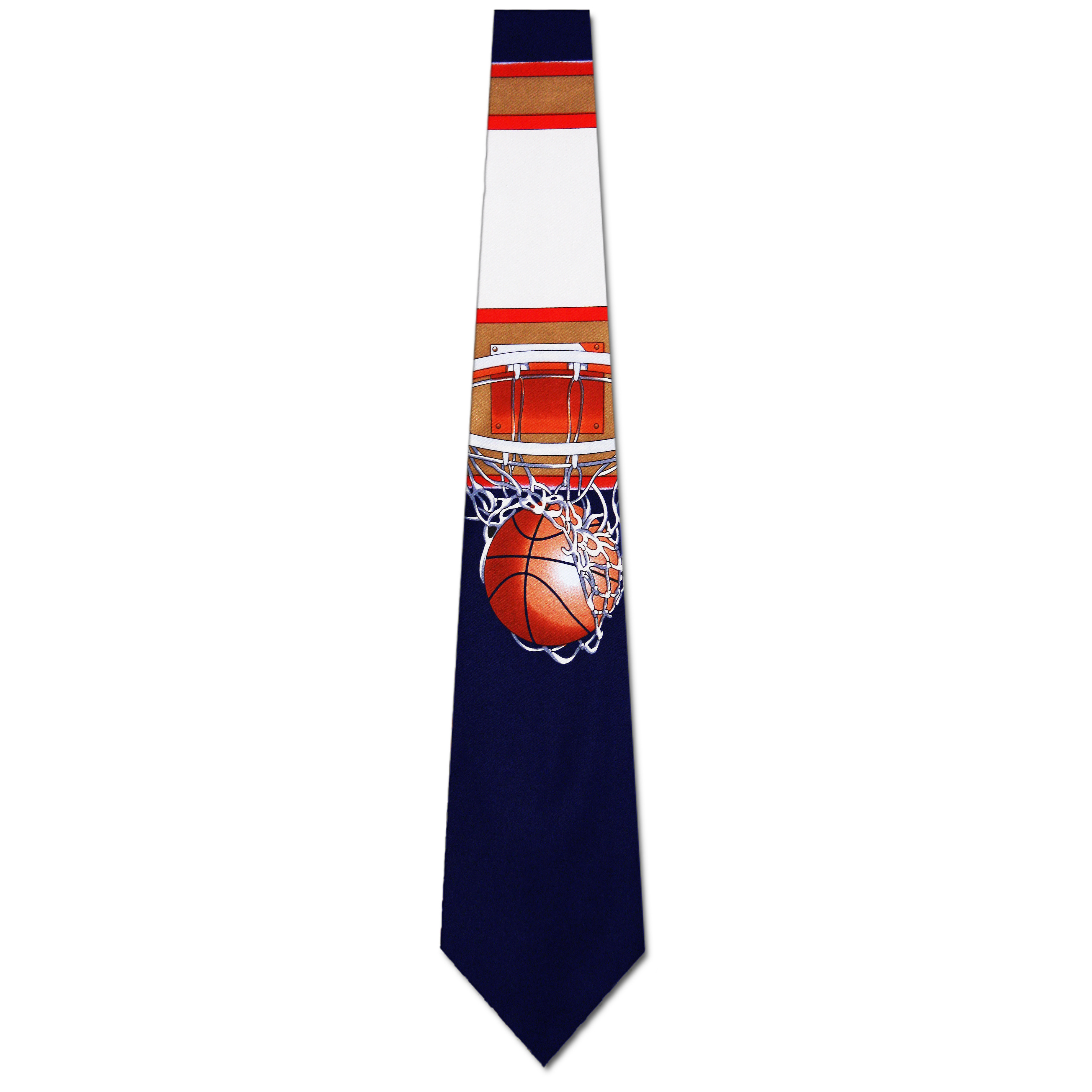 461-102: Basketball Hoops Tie Navy Basketballs Necktie by Steven Harris at Abcties.com