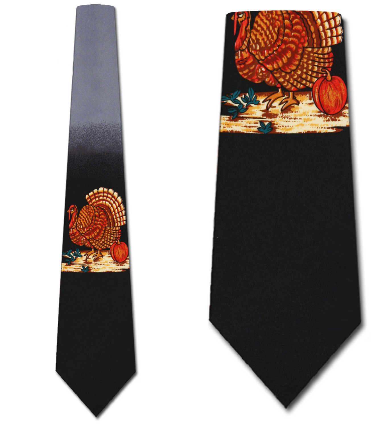 476-100: Thanksgiving Tukey Neckties Fall Autumn Ties Black by Steven Harris