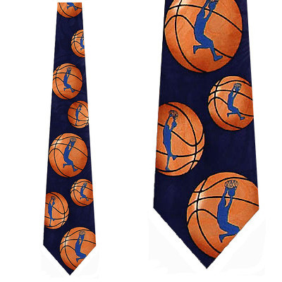 482-102: Basketball Slam Necktie Navy Basket Balls Neckties by Steven Harris