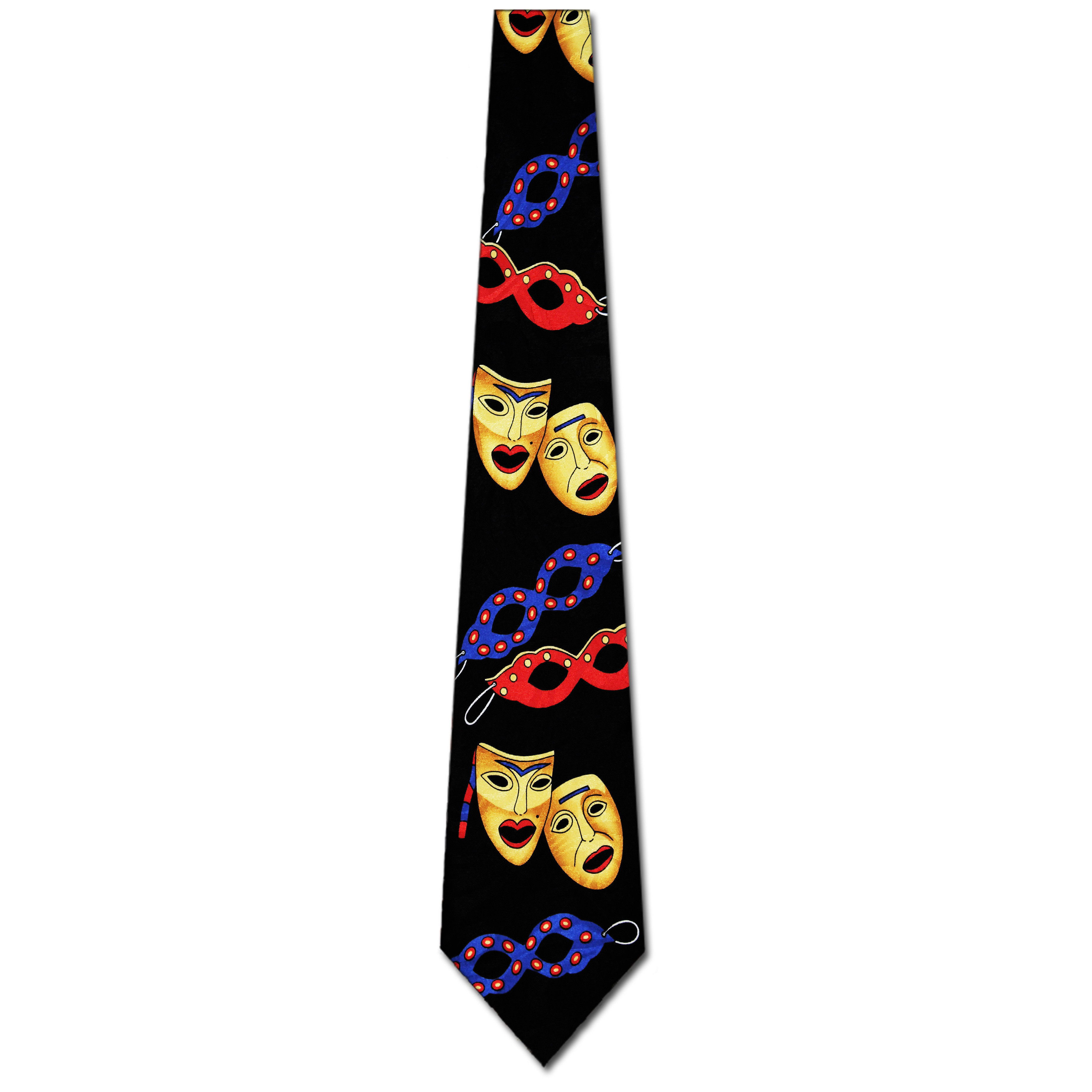 489-100: Comedy and Tragedy Mask Ties Black Mardi Gras Neckties by Steven Harris at Abcties.com