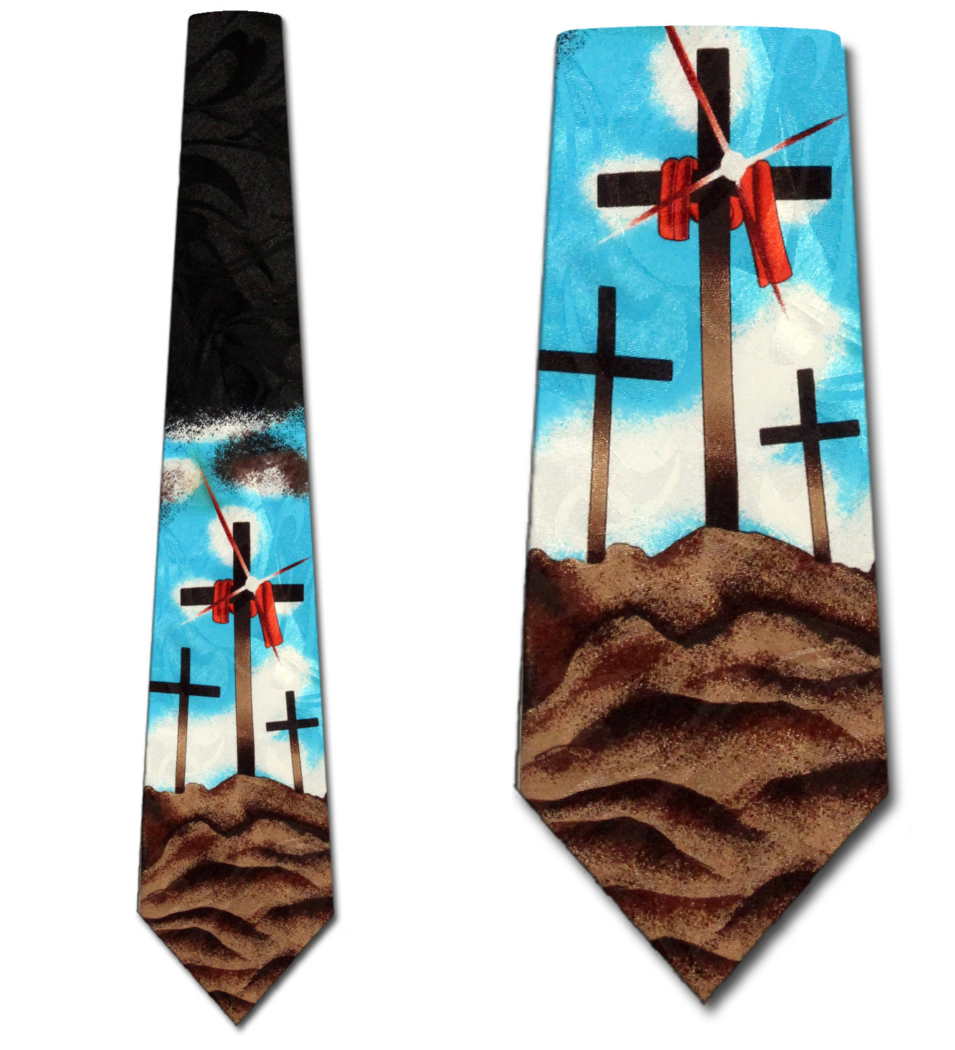 530-100: Calvary Crucifixion Tie Religious Bible Necktie Black by Steven Harris