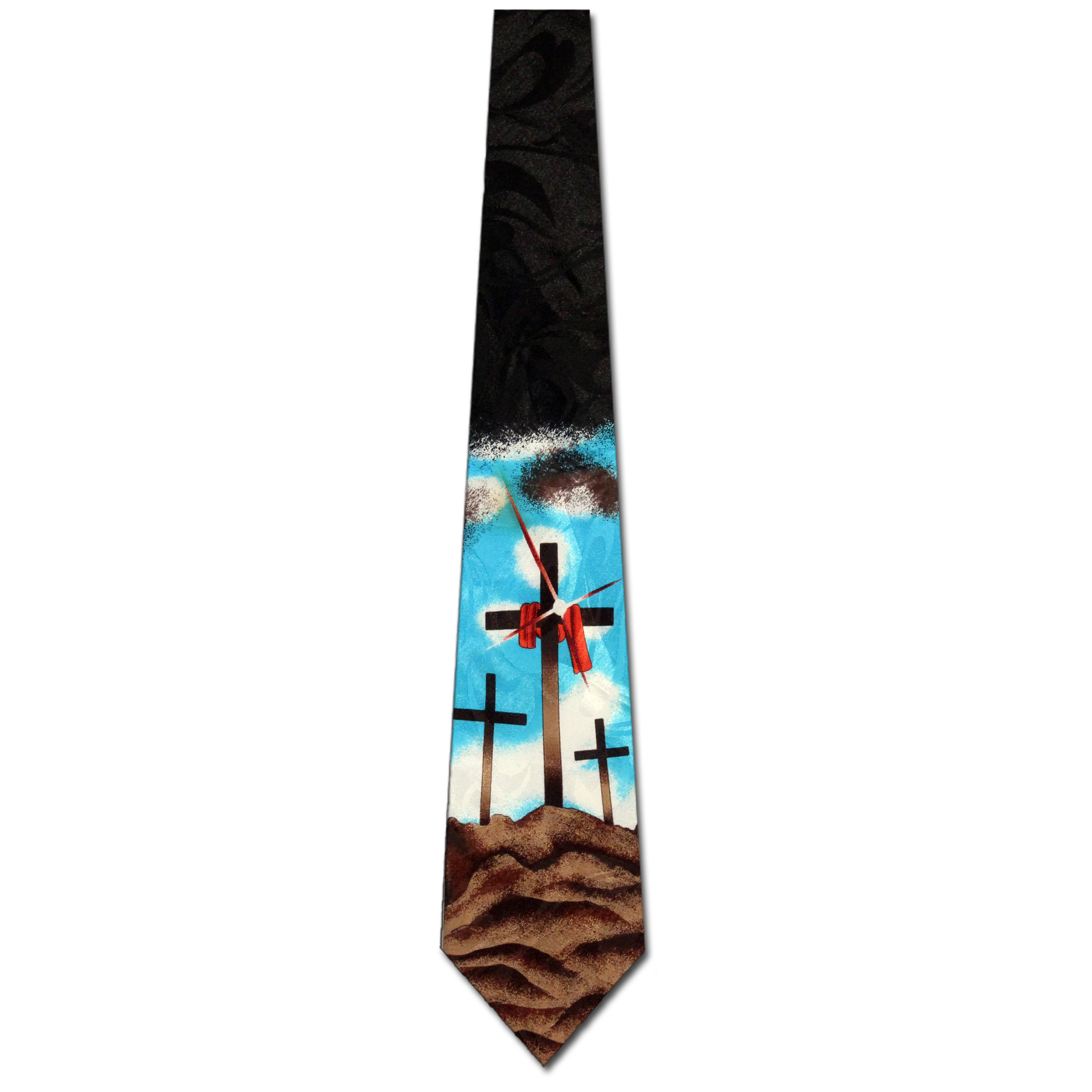 530-100: Calvary Crucifixion Tie Religious Bible Necktie Black by Steven Harris at Abcties.com