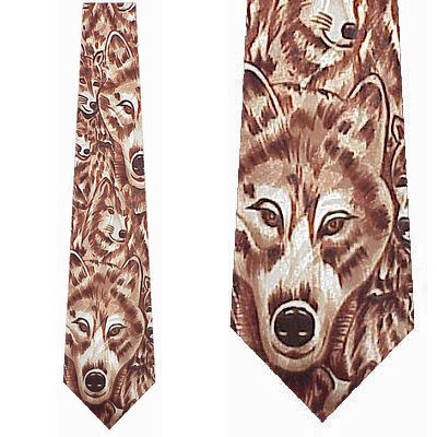 550-102: Wolf Ties Wolves Faces Neckties Brown by Steven Harris