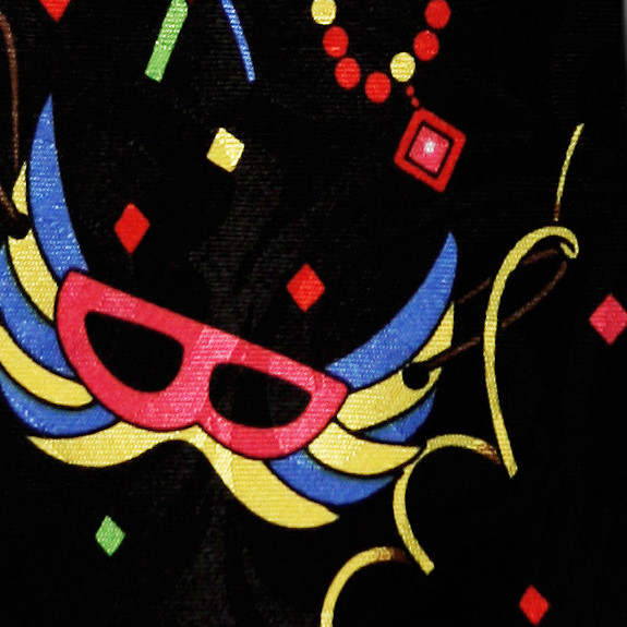 564-100: Mardi Gras Ties Masks Beads Neckties Black by Steven Harris