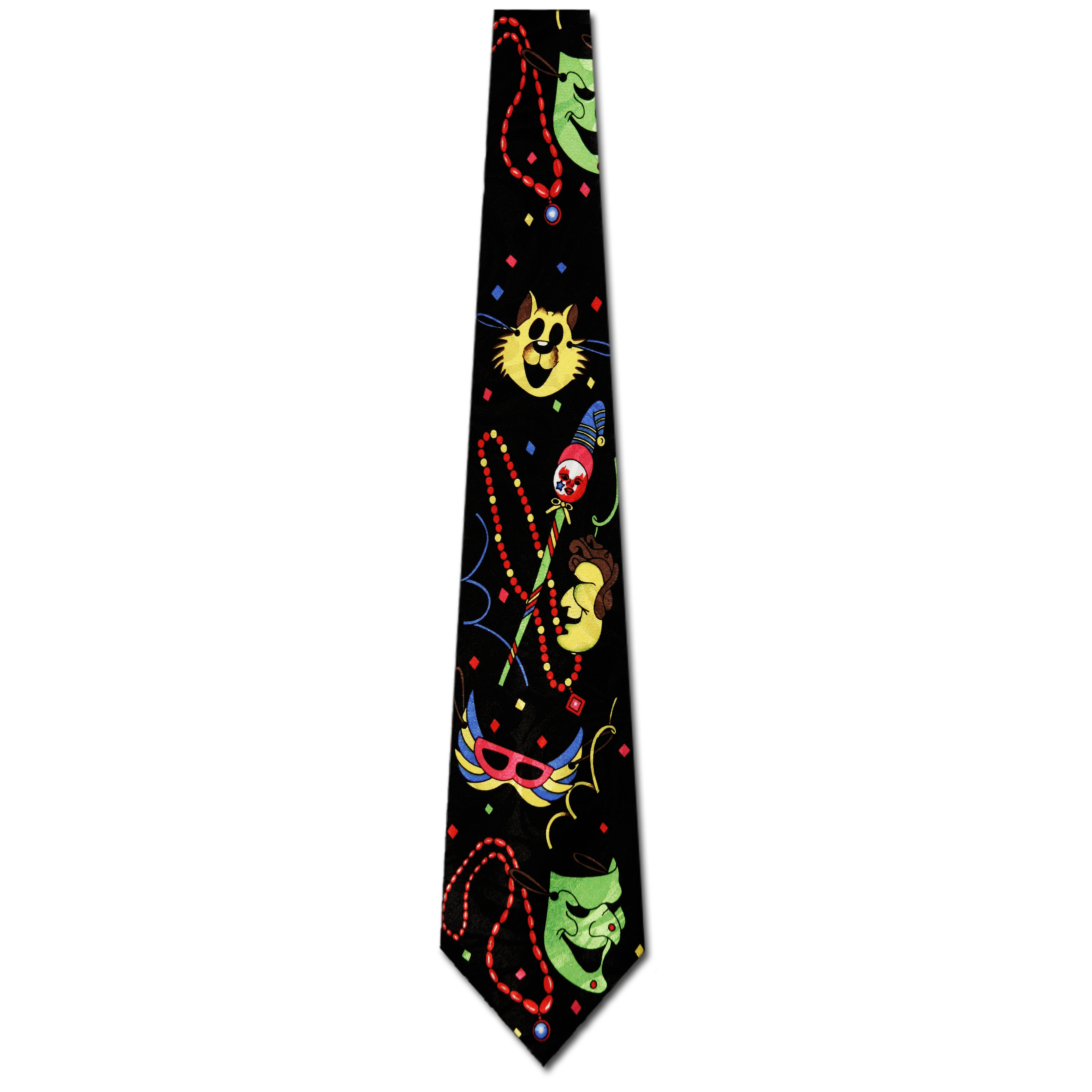 564-100: Mardi Gras Ties Masks Beads Neckties Black by Steven Harris at Abcties.com