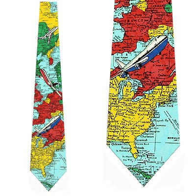 574-100: Airplane Ties Jets Air Travel World Map Neckties by Steven Harris