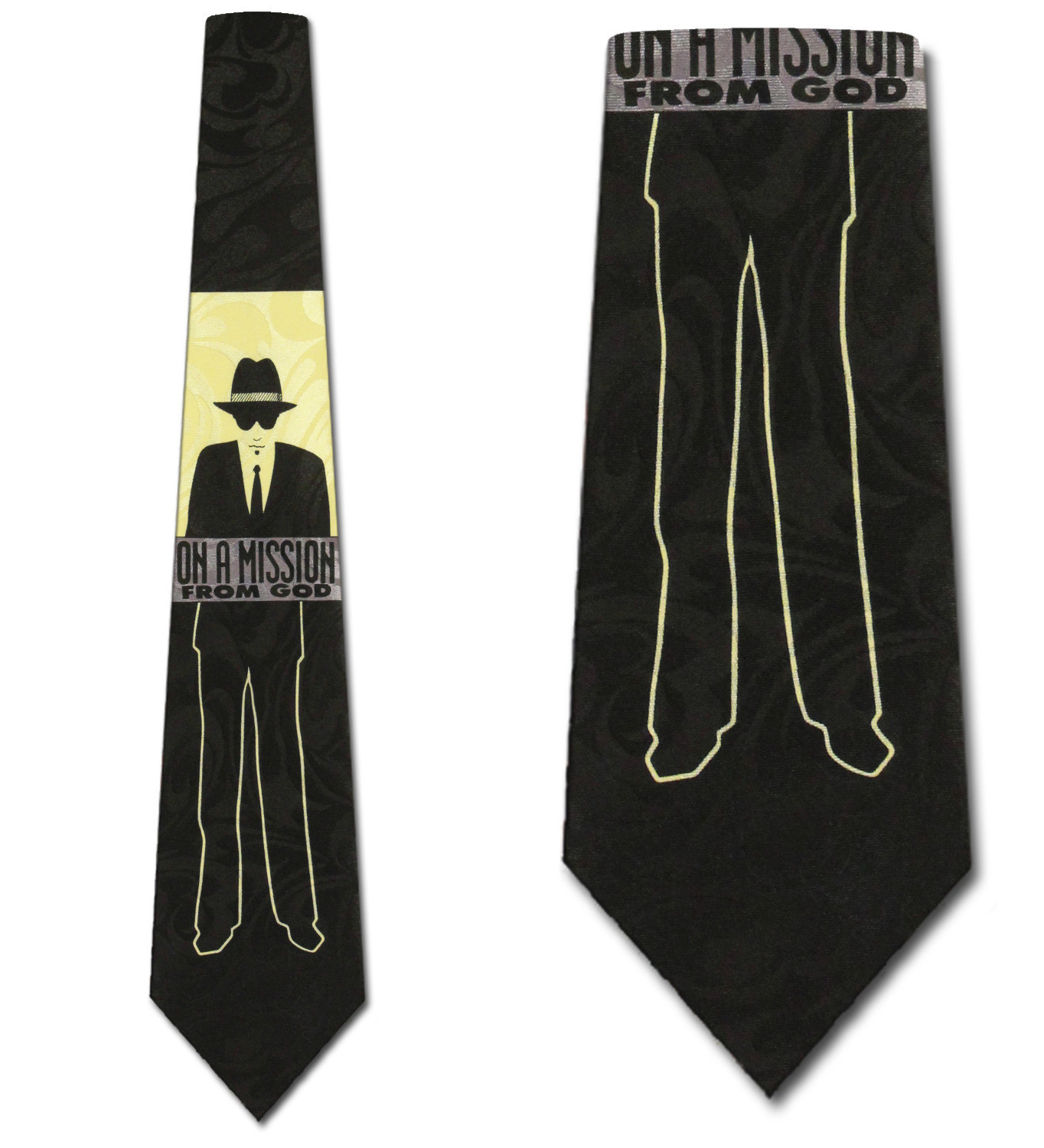 580-100: On a Mission from God Tie Religious Necktie Black by Steven Harris