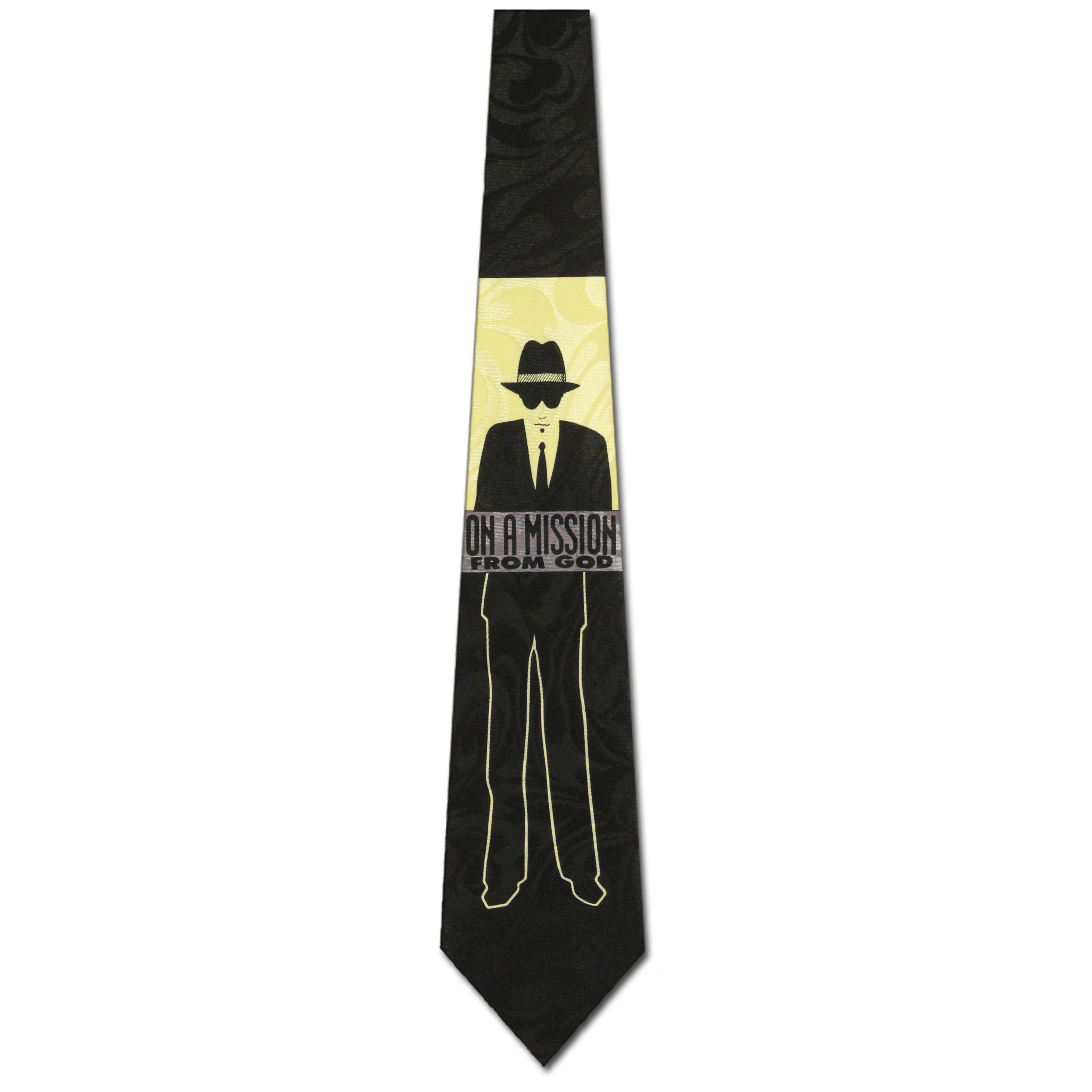 580-100: On a Mission from God Tie Religious Necktie Black by Steven Harris at Abcties.com