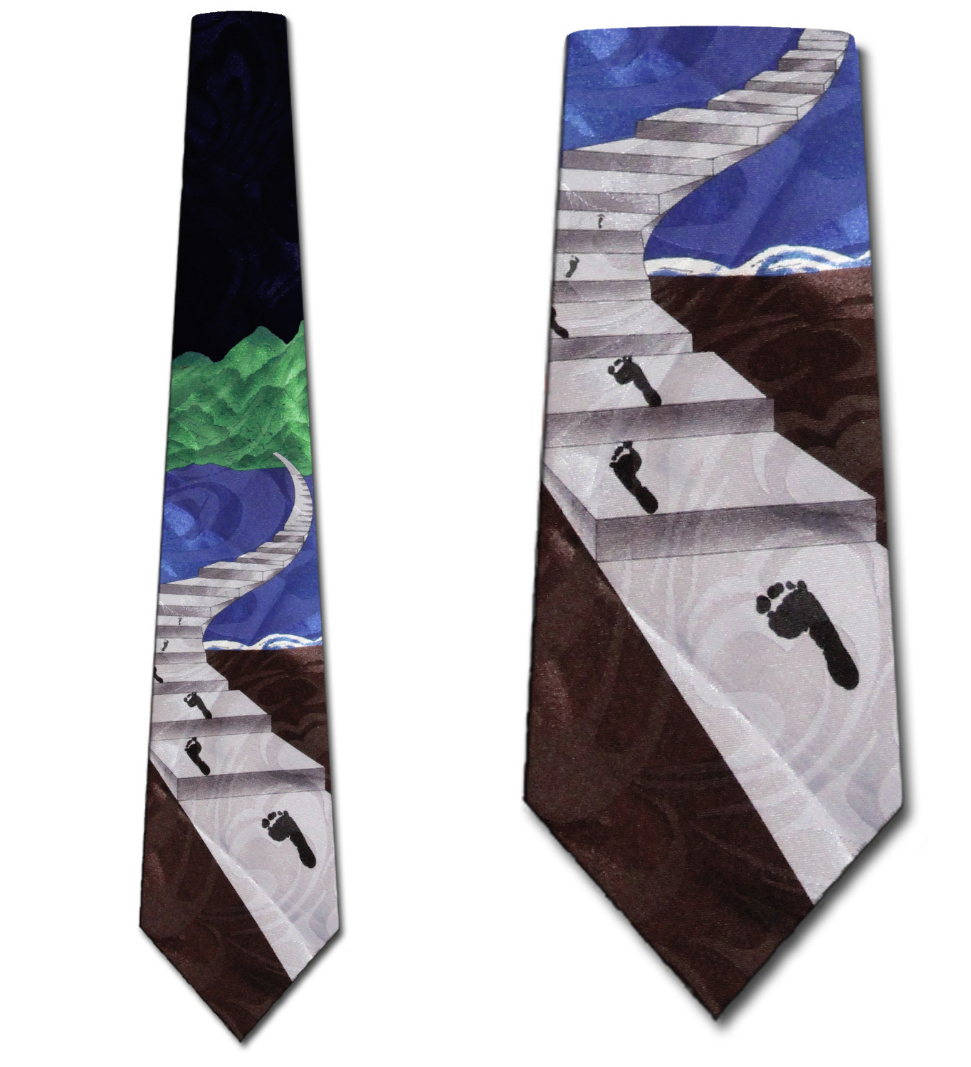 584-100: Footprints on the Steps Tie Inspirational Neckties Black by Steven Harris at Abcties.com