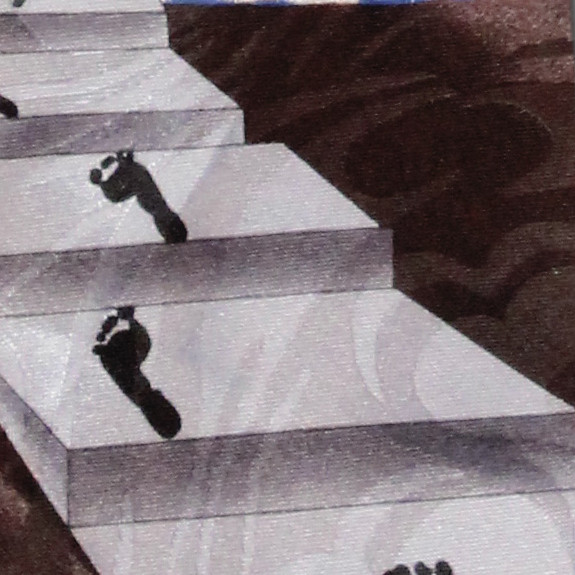 584-100: Footprints on the Steps Tie Inspirational Neckties Black by Steven Harris at Abcties.com