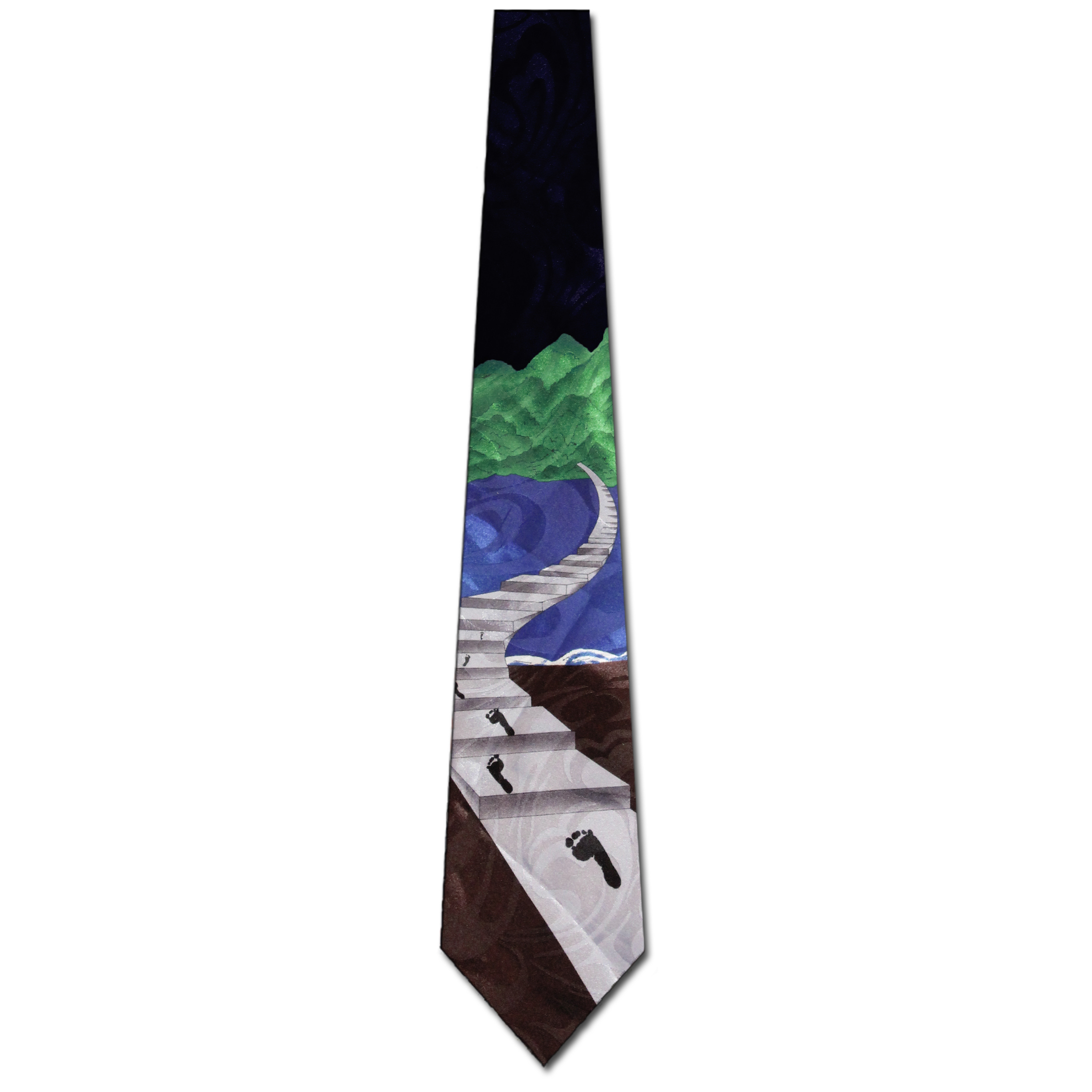 584-100: Footprints on the Steps Tie Inspirational Neckties Black by Steven Harris at Abcties.com