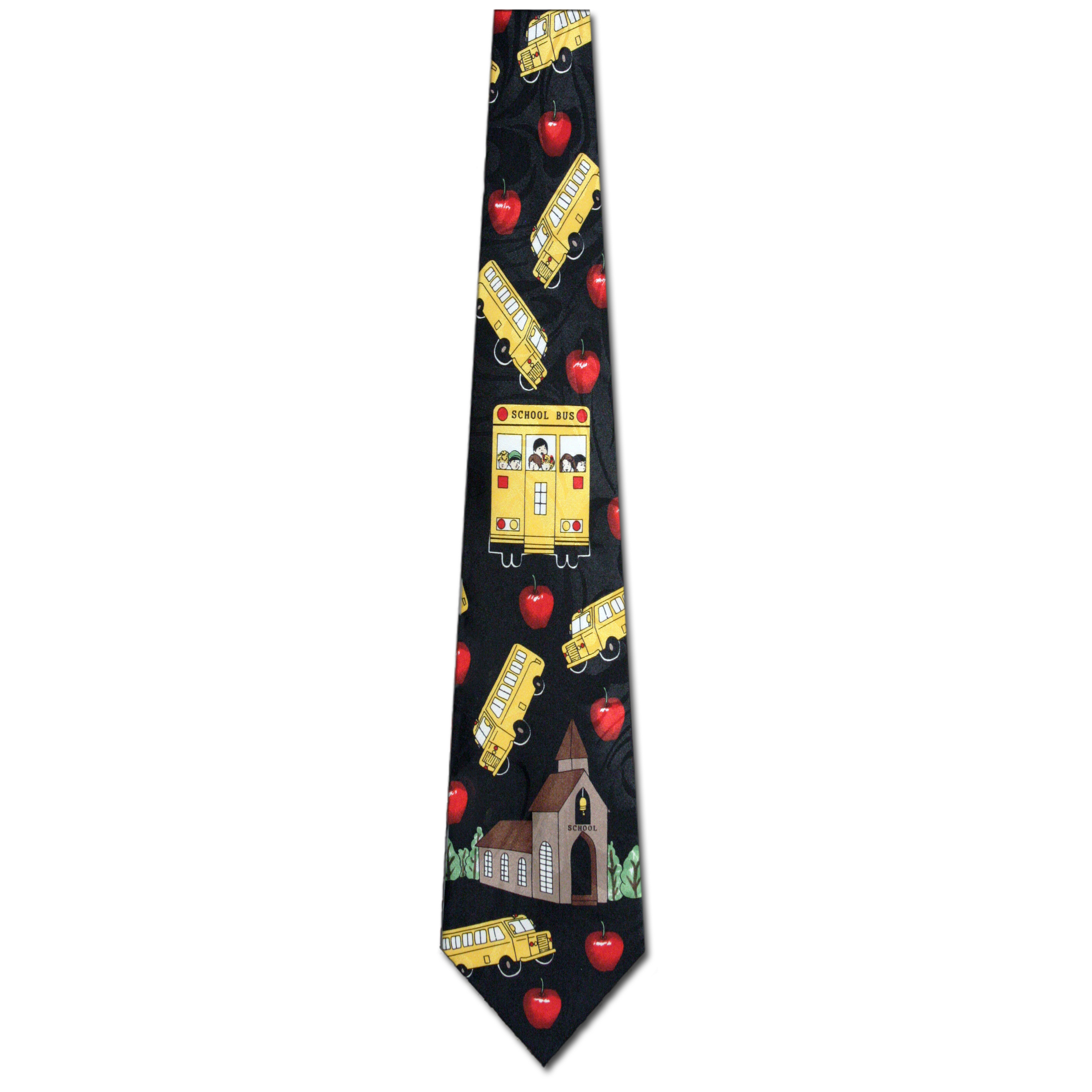 612-100: School Teacher Ties Apple Bus Neckties Black by Steven Harris at Abcties.com
