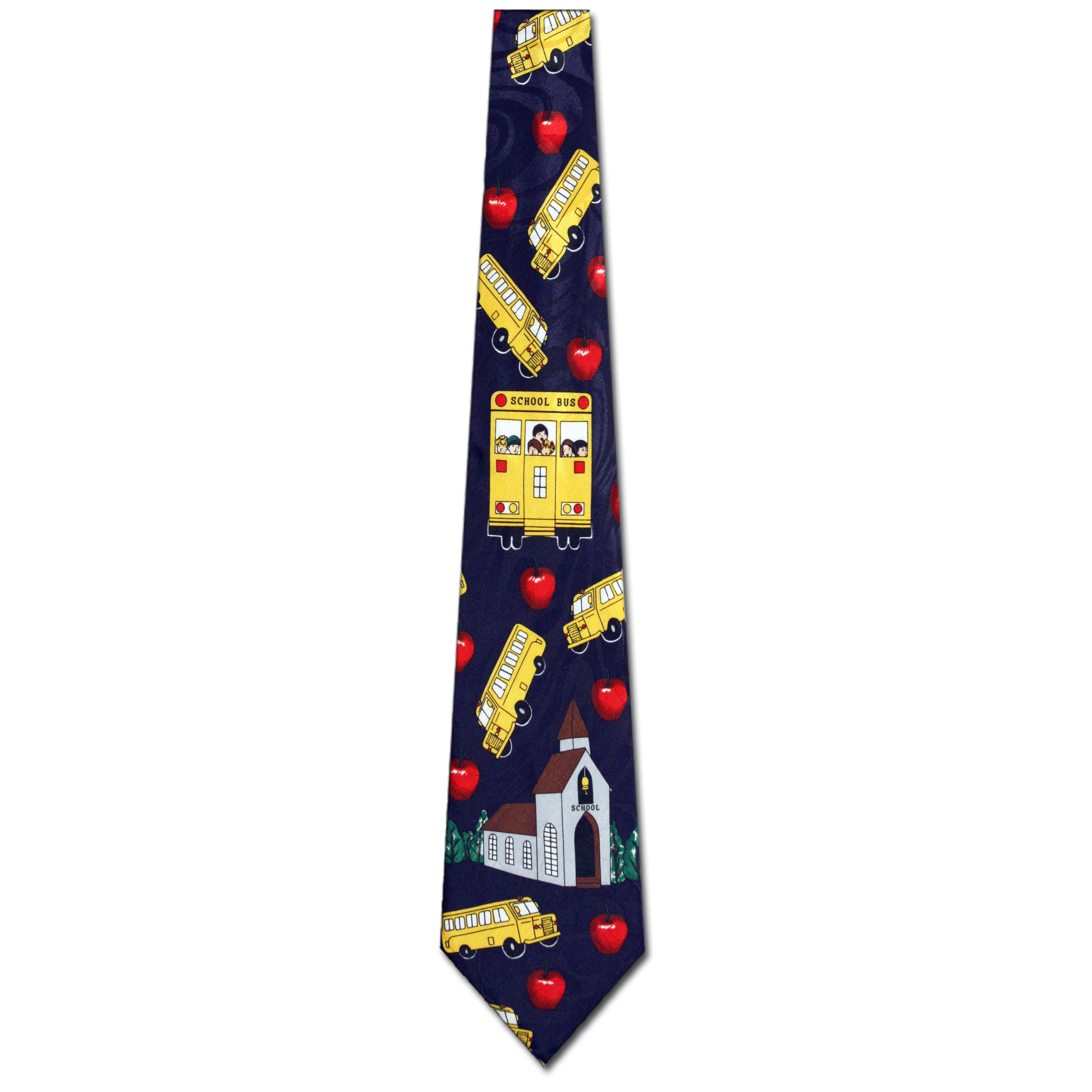 612-102: School Teacher Ties Apple Bus Neckties Navy by Steven Harris at Abcties.com