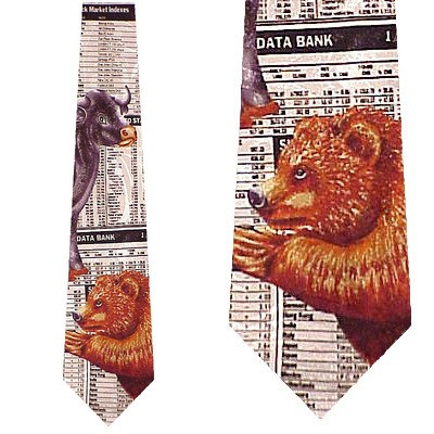 655-100: Stock Market Ties Wall Street Bull Bear Neckties by Steven Harris