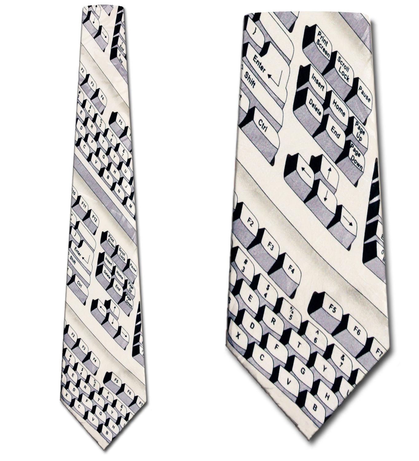 701-102: Computer Ties Keyboard Neckties Black White Grey by Steven Harris