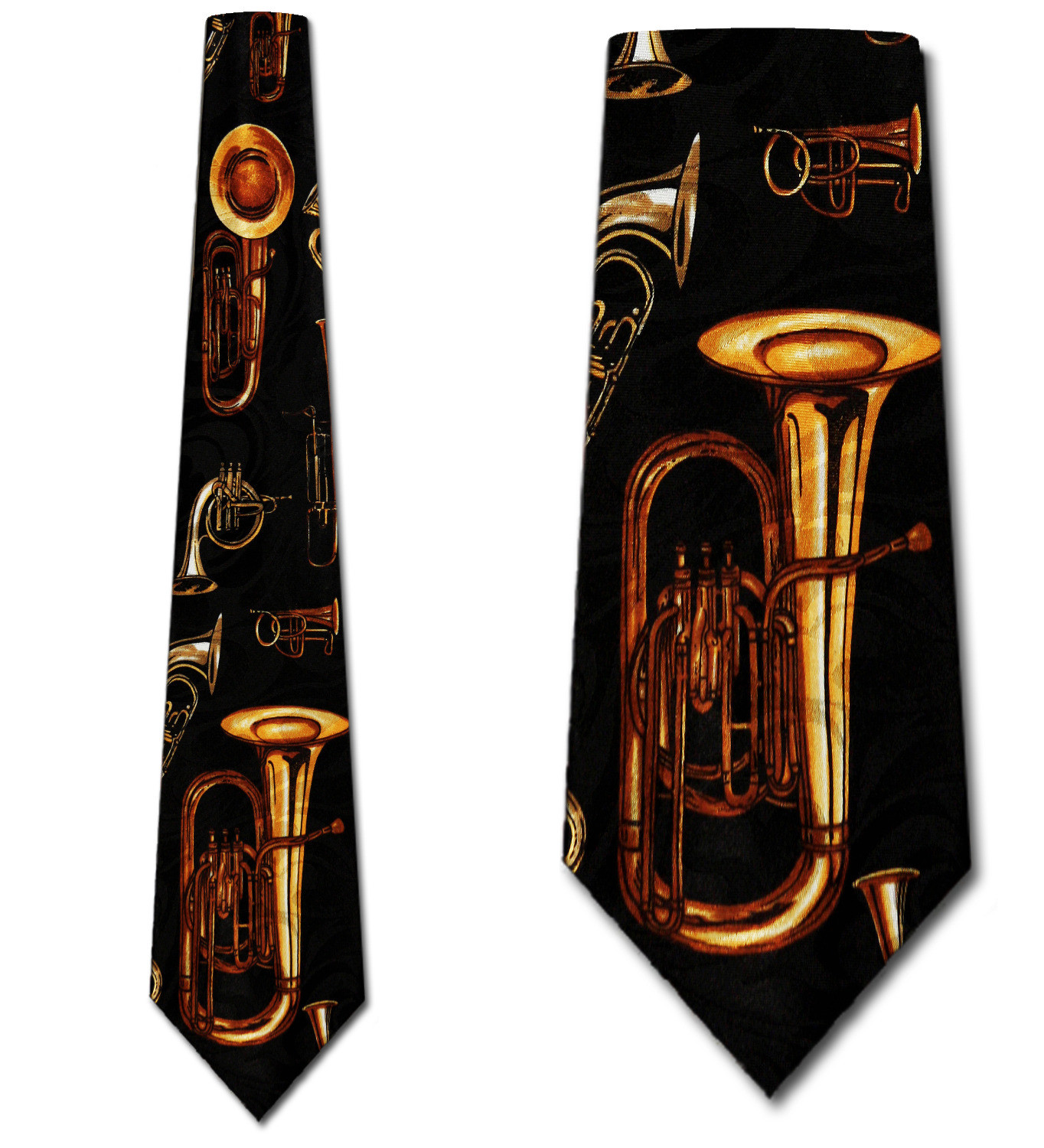 705-100: Horn Ties Brass Instruments Necktie Black by Steven Harris