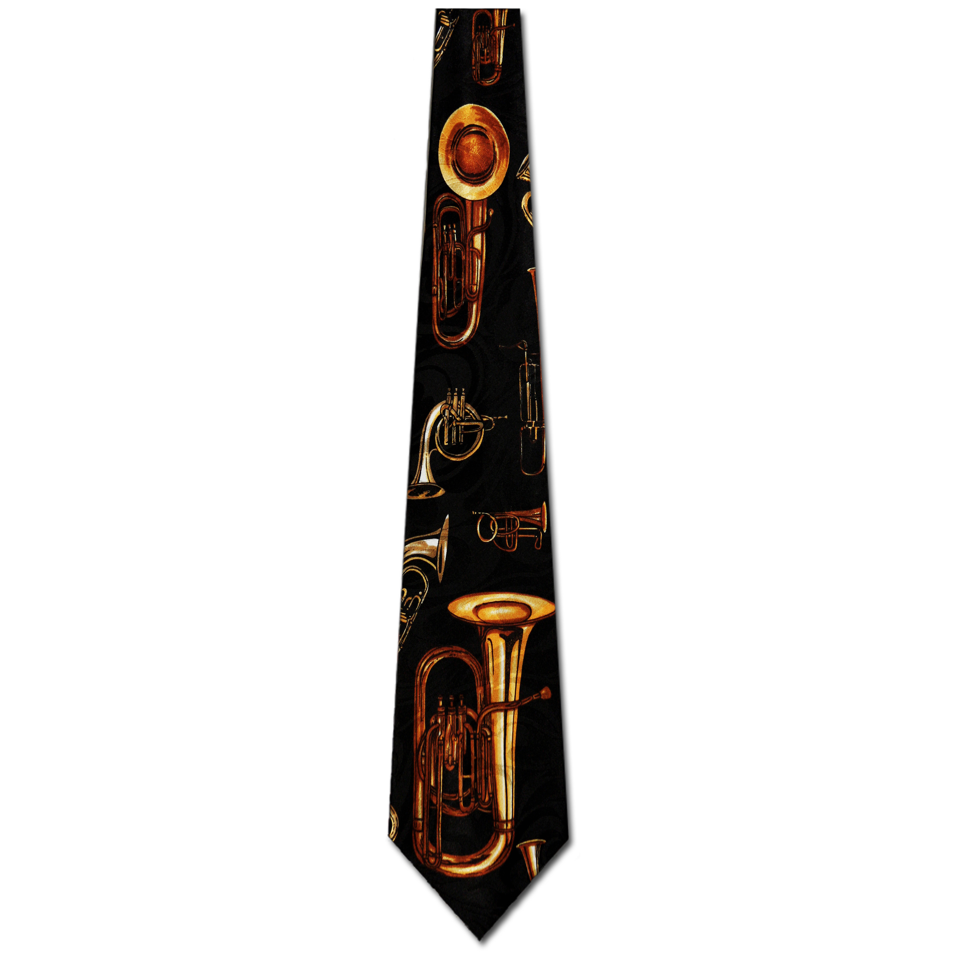 705-100: Horn Ties Brass Instruments Necktie Black by Steven Harris at Abcties.com