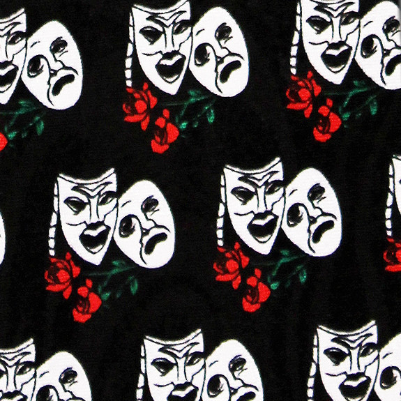 763-100: Comedy Tragedy Ties Black Masks Theater Neckties by Steven Harris