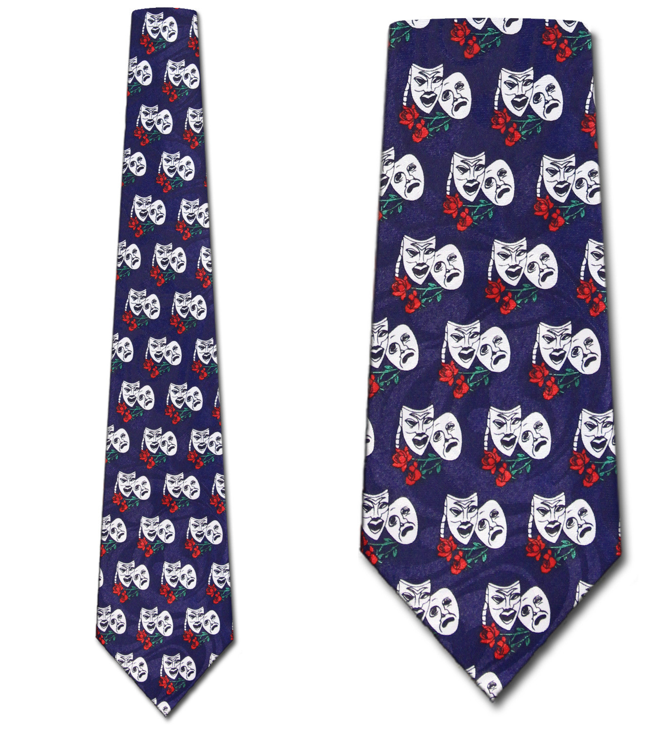 763-102: Comedy Tragedy Ties Navy Masks Theater Neckties by Steven Harris