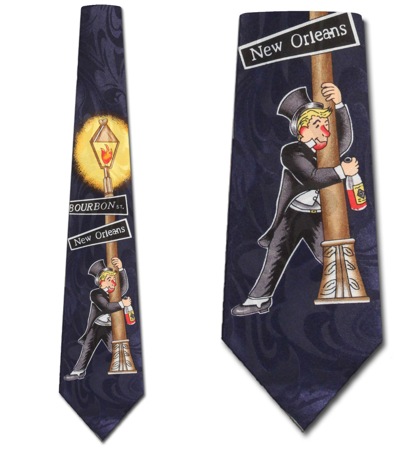 764-100: Bourbon St Lamp Post Ties New Orleans Neckties by Steven Harris