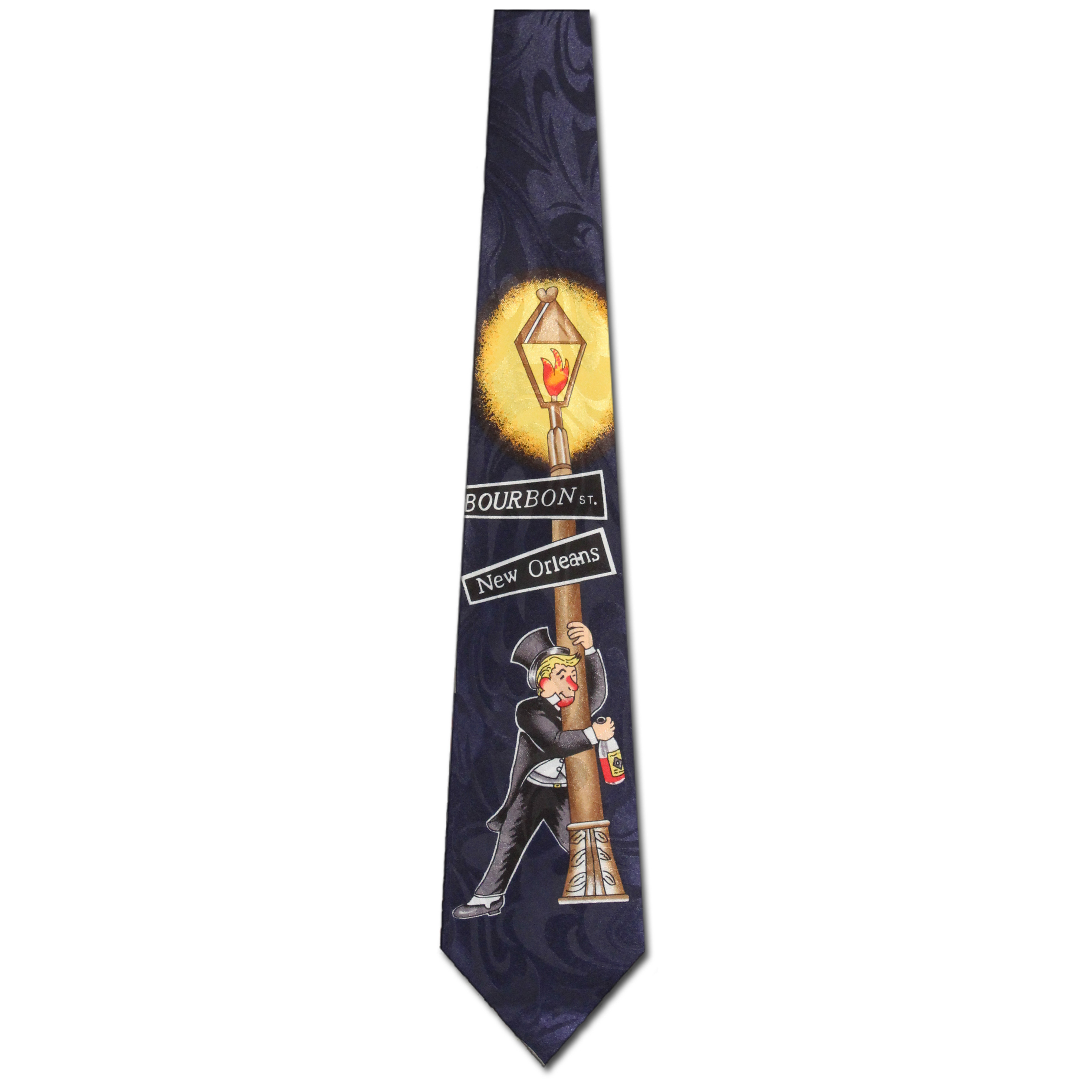 764-100: Bourbon St Lamp Post Ties New Orleans Neckties by Steven Harris at Abcties.com
