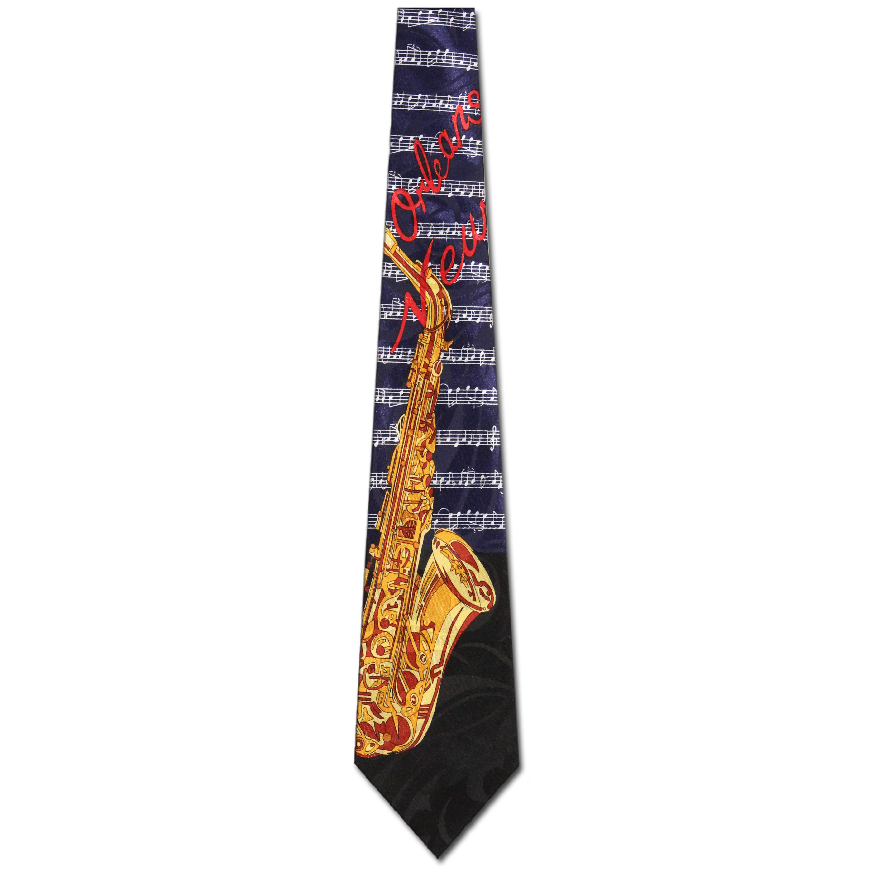 767-102: Saxophone Ties Sheet Music Jazz New Orleans Neckties Navy by Steven Harris at Abcties.com