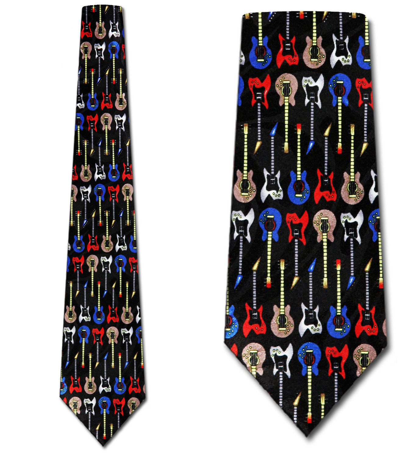 770-100: Electric Guitar Ties Black Allover Mini Guitar Necktie by Steven Harris
