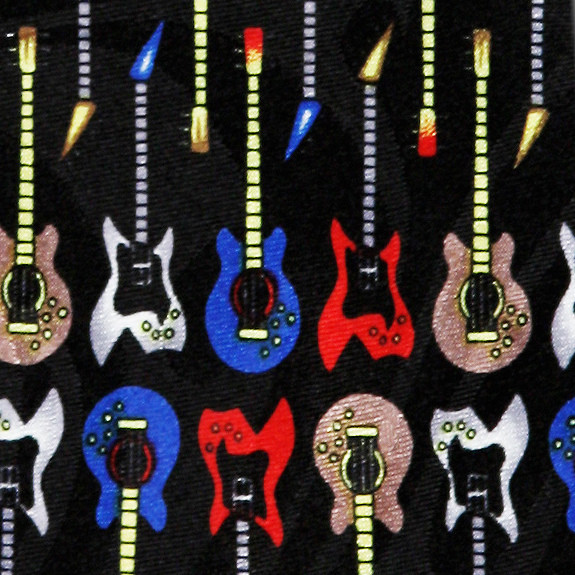 770-100: Electric Guitar Ties Black Allover Mini Guitar Necktie by Steven Harris