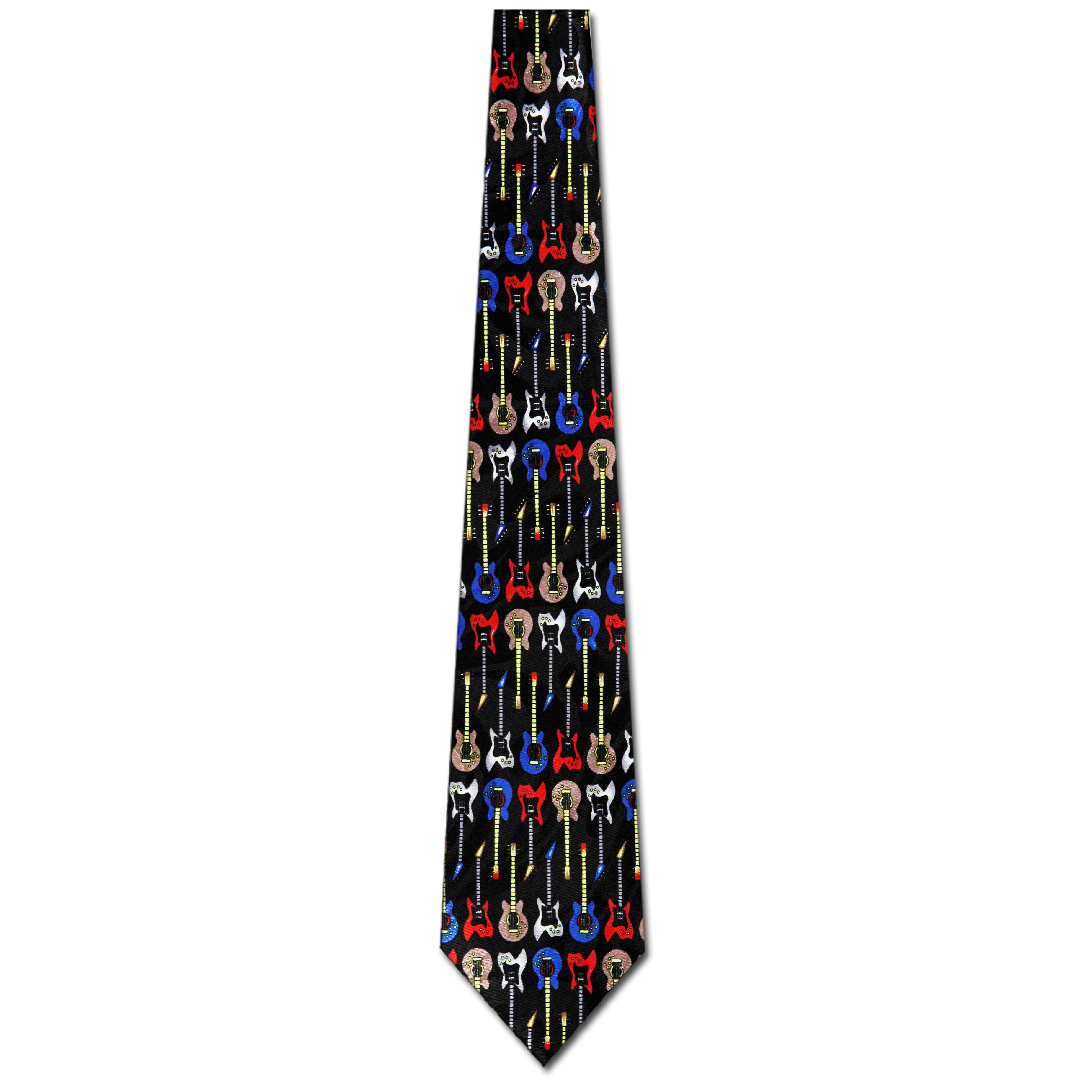 770-100: Electric Guitar Ties Black Allover Mini Guitar Necktie by Steven Harris at Abcties.com
