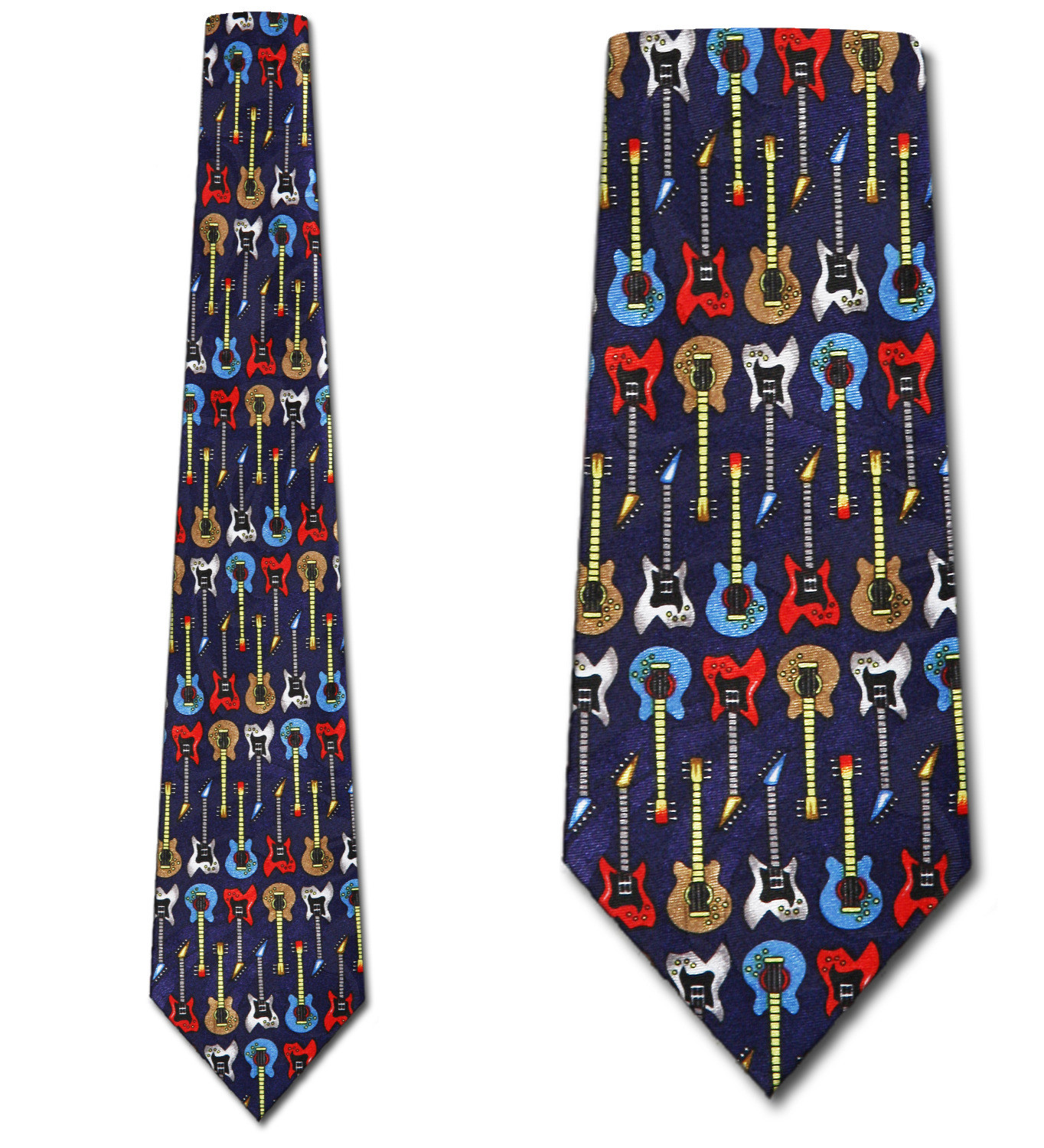 770-102: Electric Guitar Ties Navy Allover Mini Guitar Necktie by Steven Harris