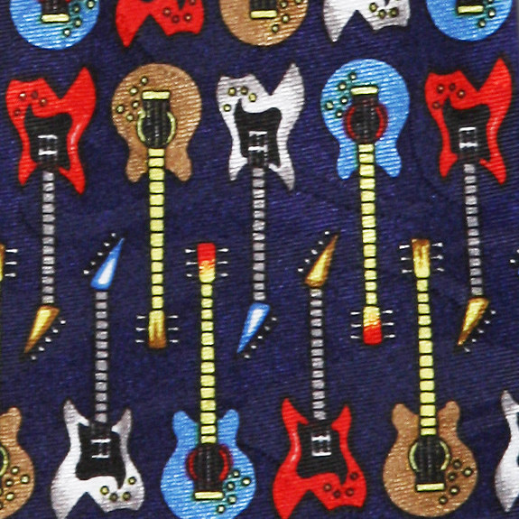 770-102: Electric Guitar Ties Navy Allover Mini Guitar Necktie by Steven Harris