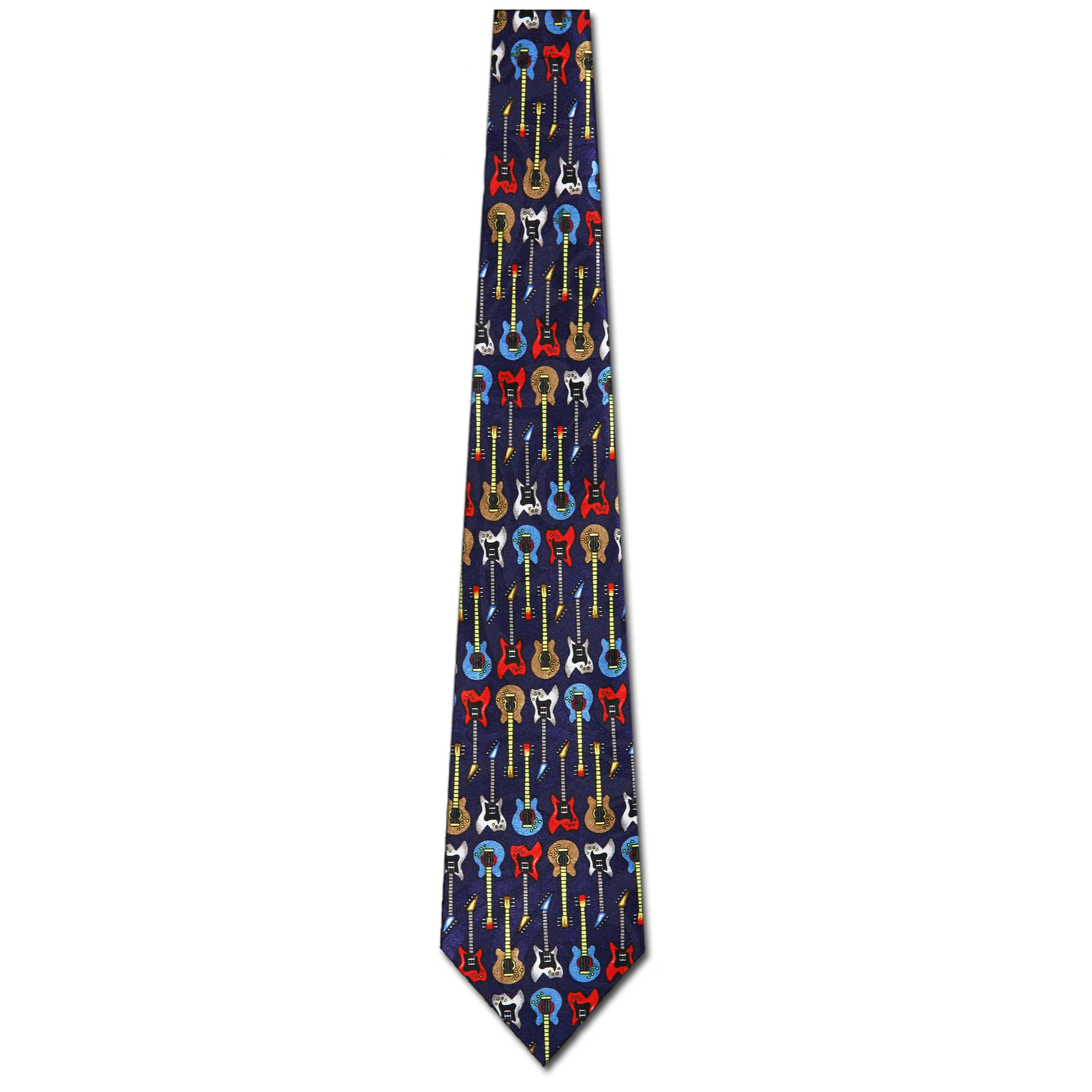 770-102: Electric Guitar Ties Navy Allover Mini Guitar Necktie by Steven Harris at Abcties.com
