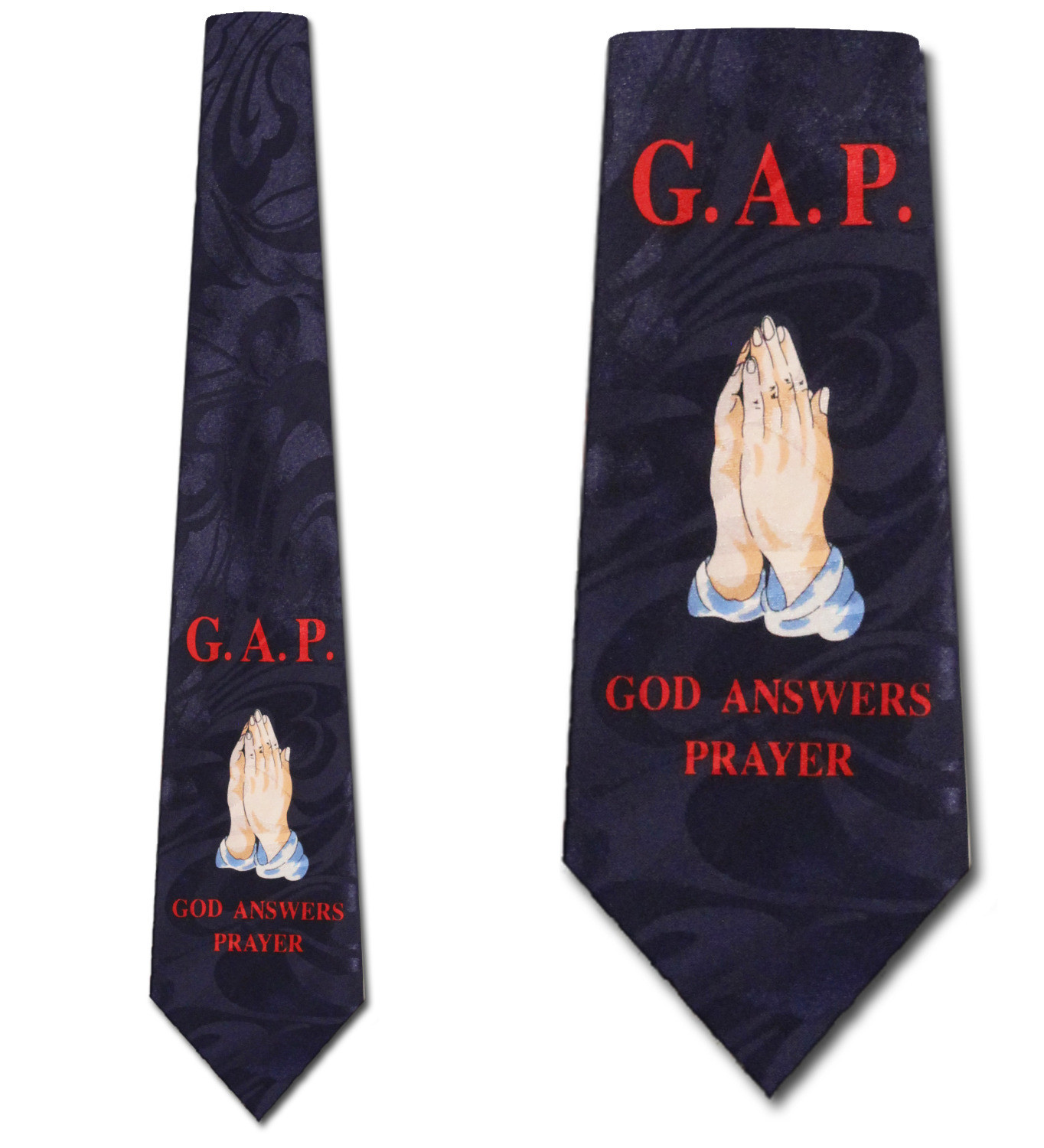 815-102: God Answers Prayers Necktie GAP Religious Ties Navy by Steven Harris