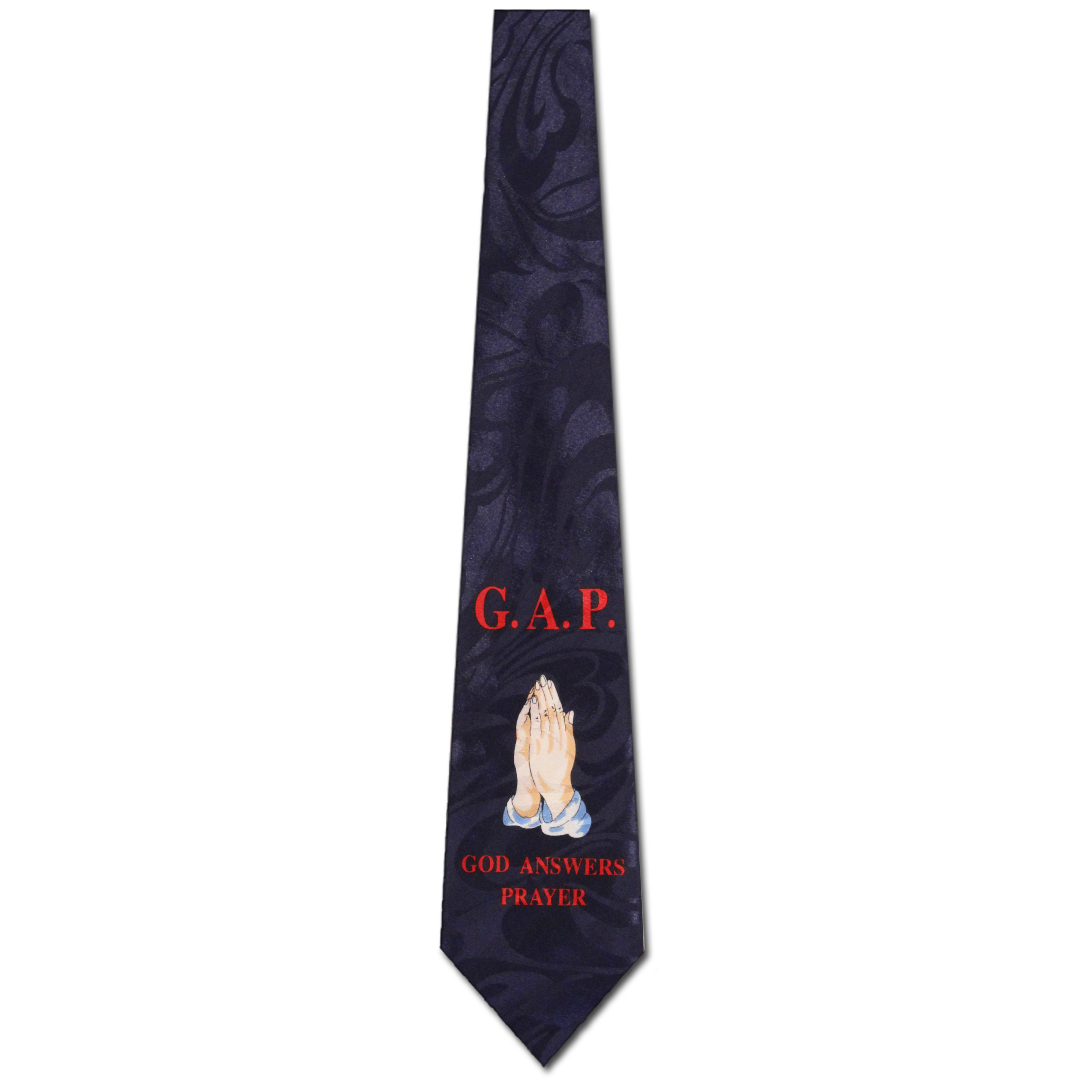 815-102: God Answers Prayers Necktie GAP Religious Ties Navy by Steven Harris at Abcties.com