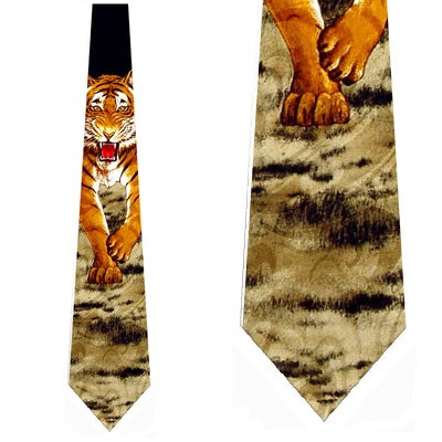 842-100: Tiger Ties Running Tigers Neckties Black by Steven Harris