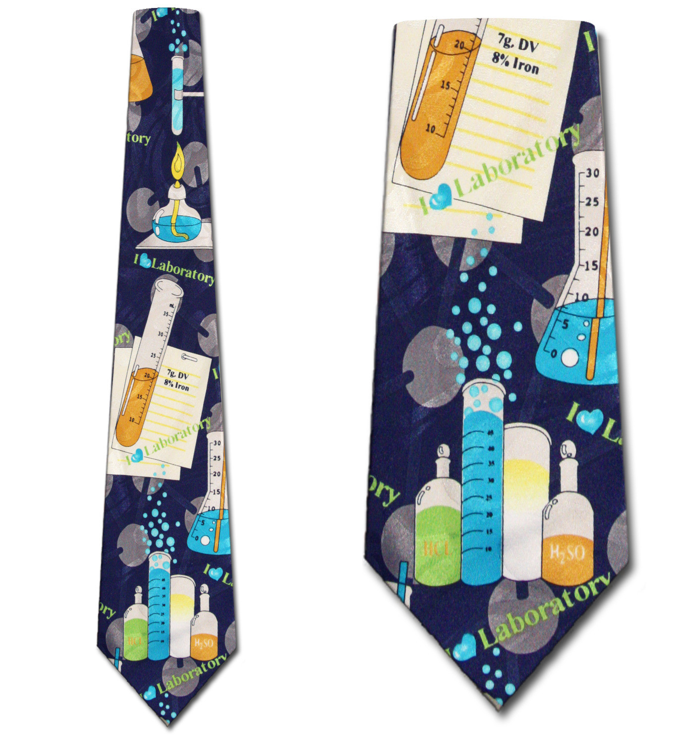 873-100: Chemistry Ties Burners Test Tubes Neckties Navy by Steven Harris