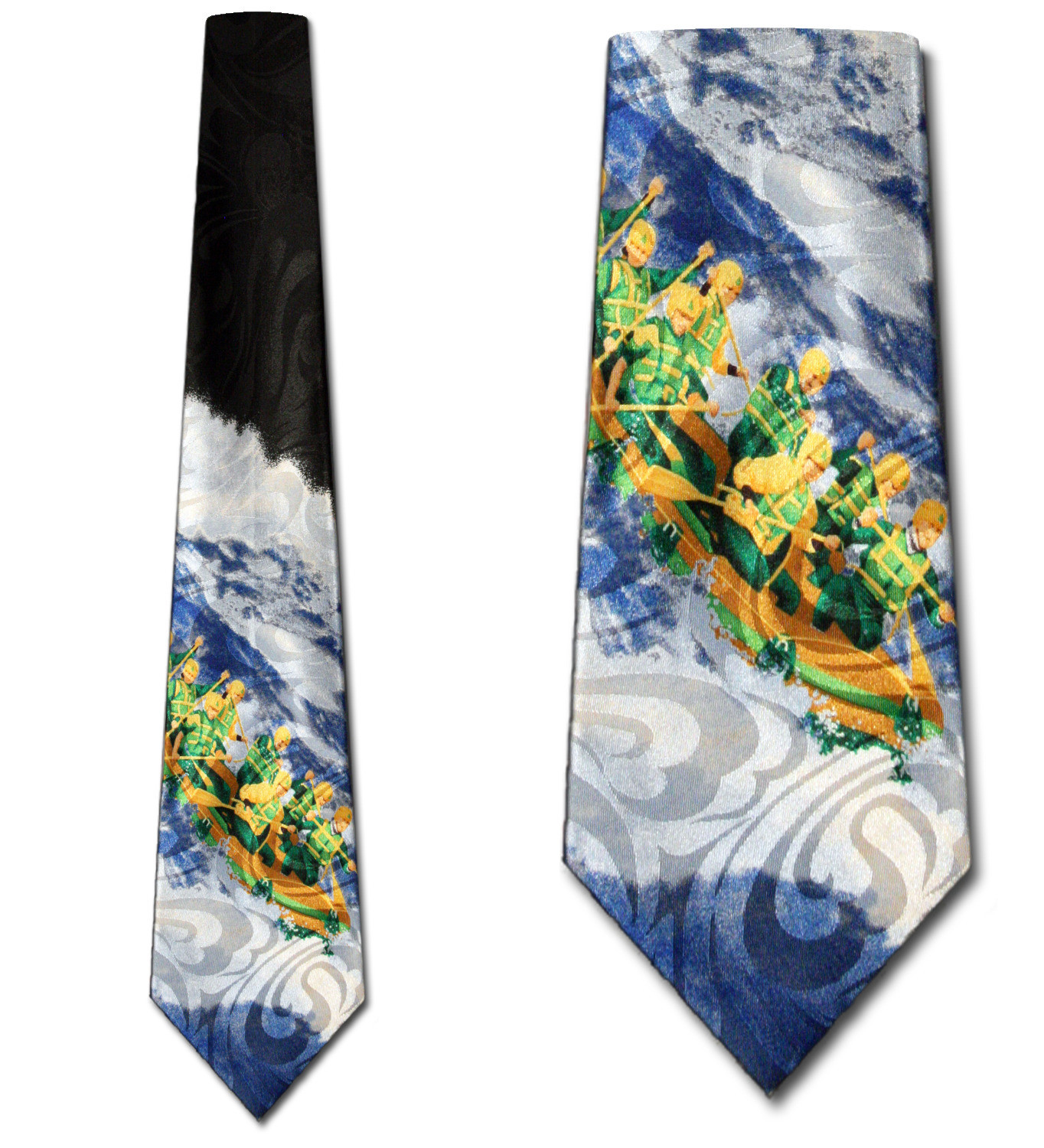879-100: White Water Rafting Ties Rapids Neckties Black by Steven Harris