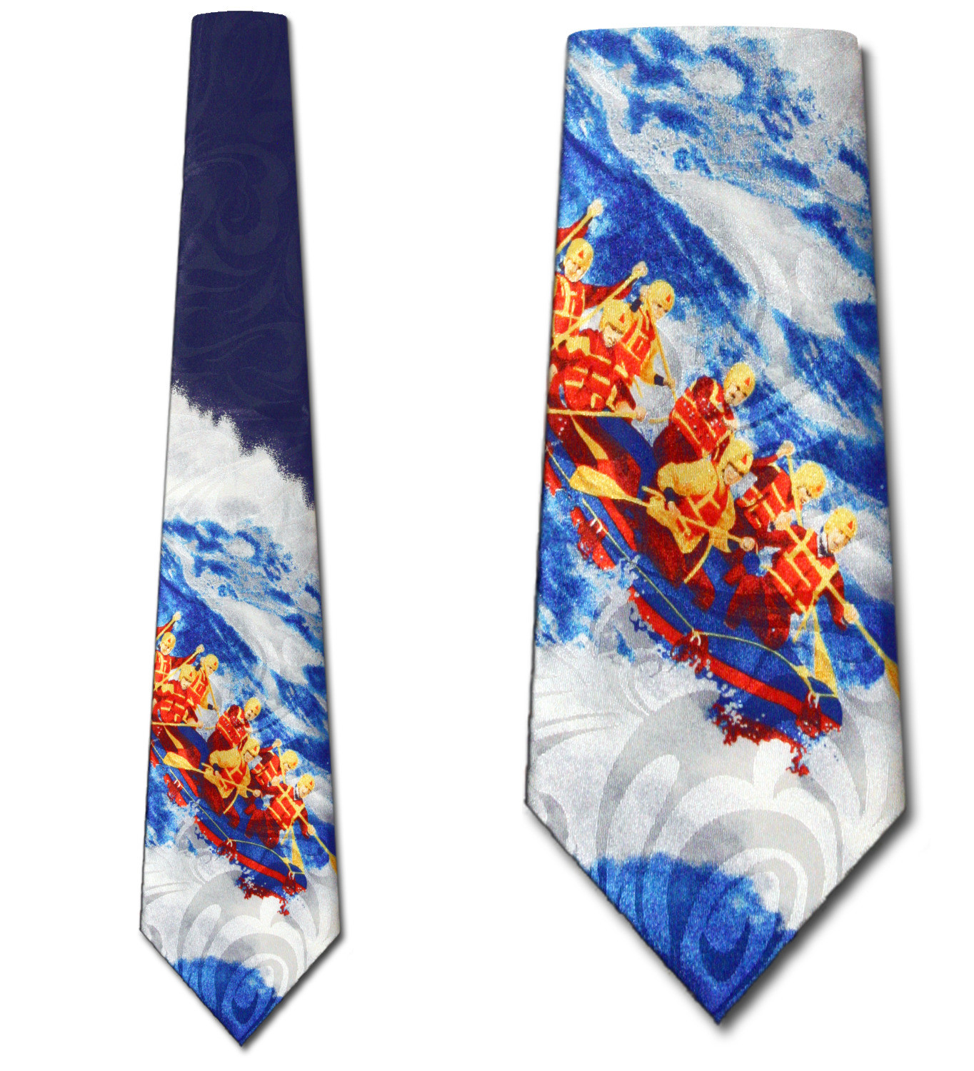 879-102: White Water Rafting Ties Rapids Neckties Navy by Steven Harris