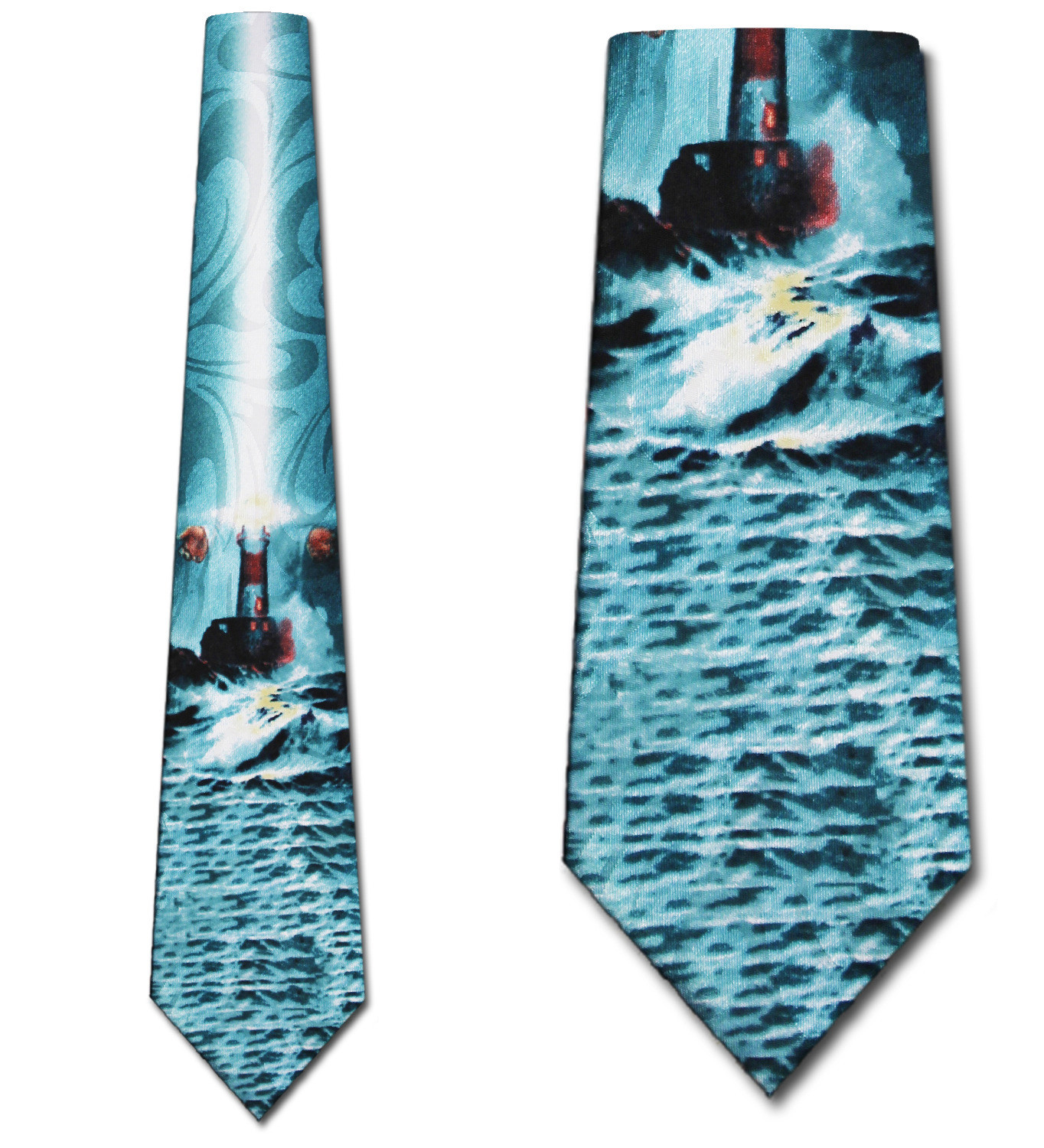 912-100: Lighthouse Ties Green Guided Light Neckties by Steven Harris