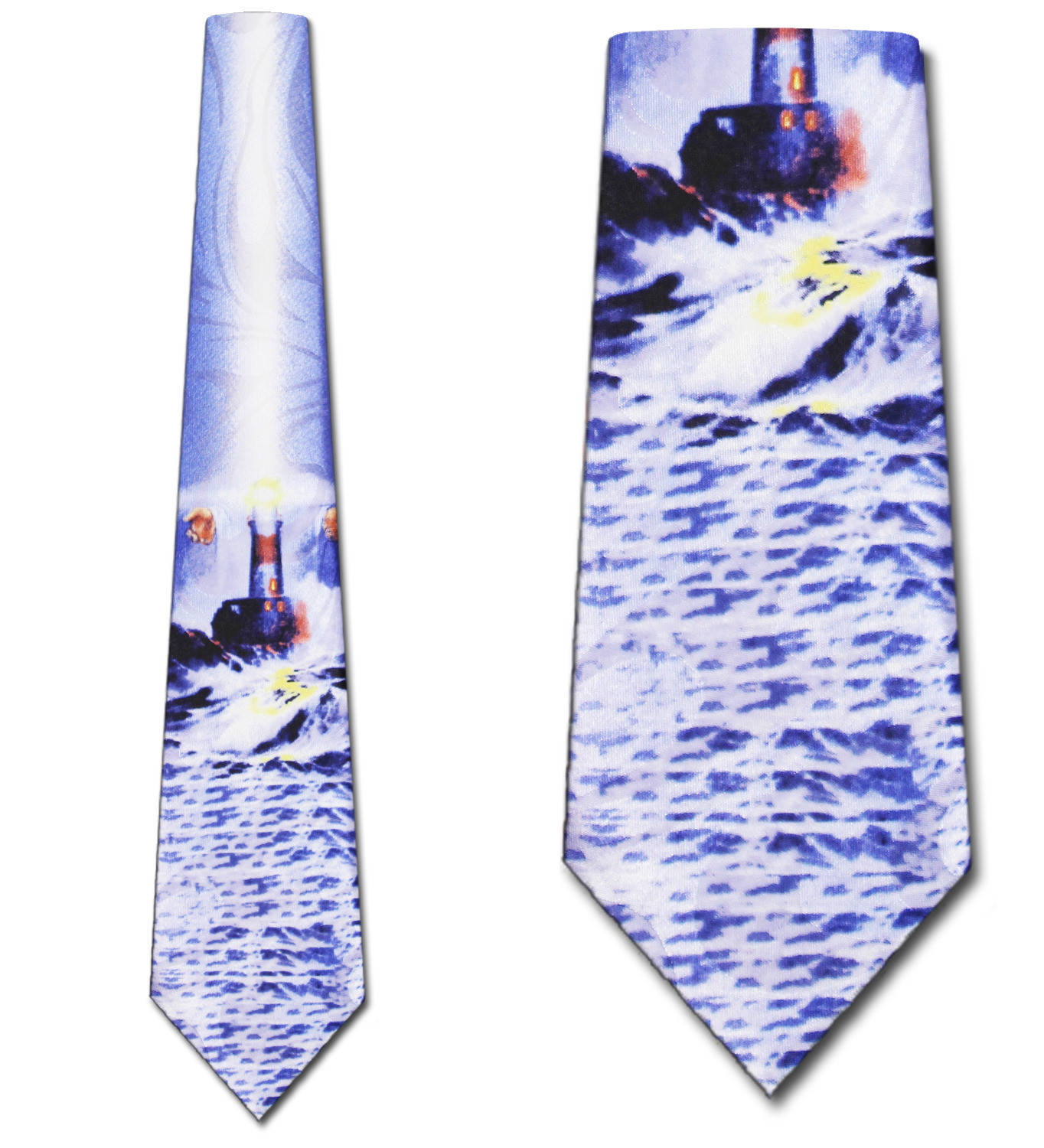 912-102: Lighthouse Ties Blue Guided Light Neckties by Steven Harris