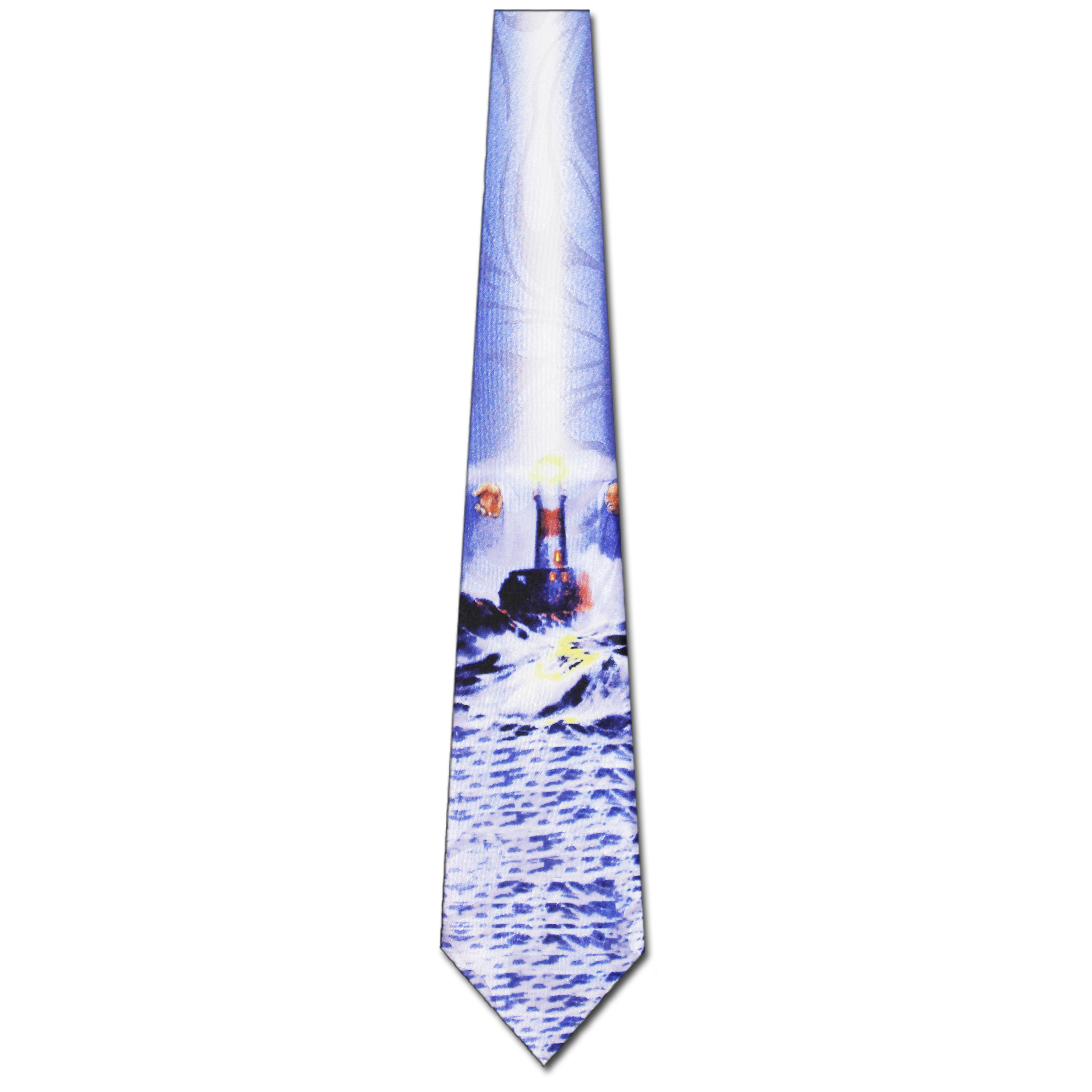 912-102: Lighthouse Ties Blue Guided Light Neckties by Steven Harris at Abcties.com