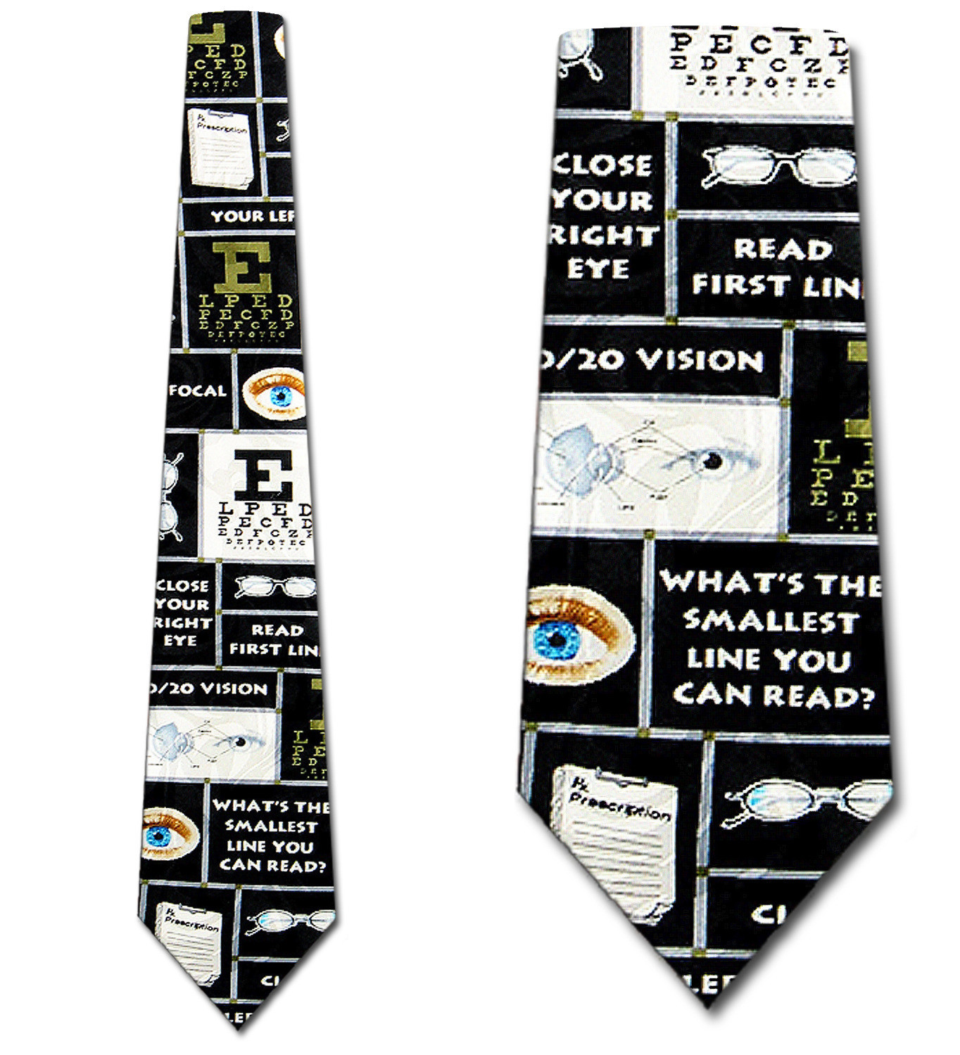 925-102: Optometry Ties Black Eye Chart Neckties by Steven Harris