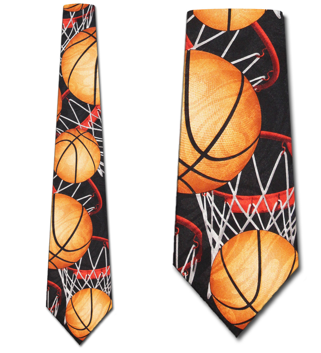 933-100: Basketballs Neckties Black Hoops Basket Balls Neckties by Steven Harris