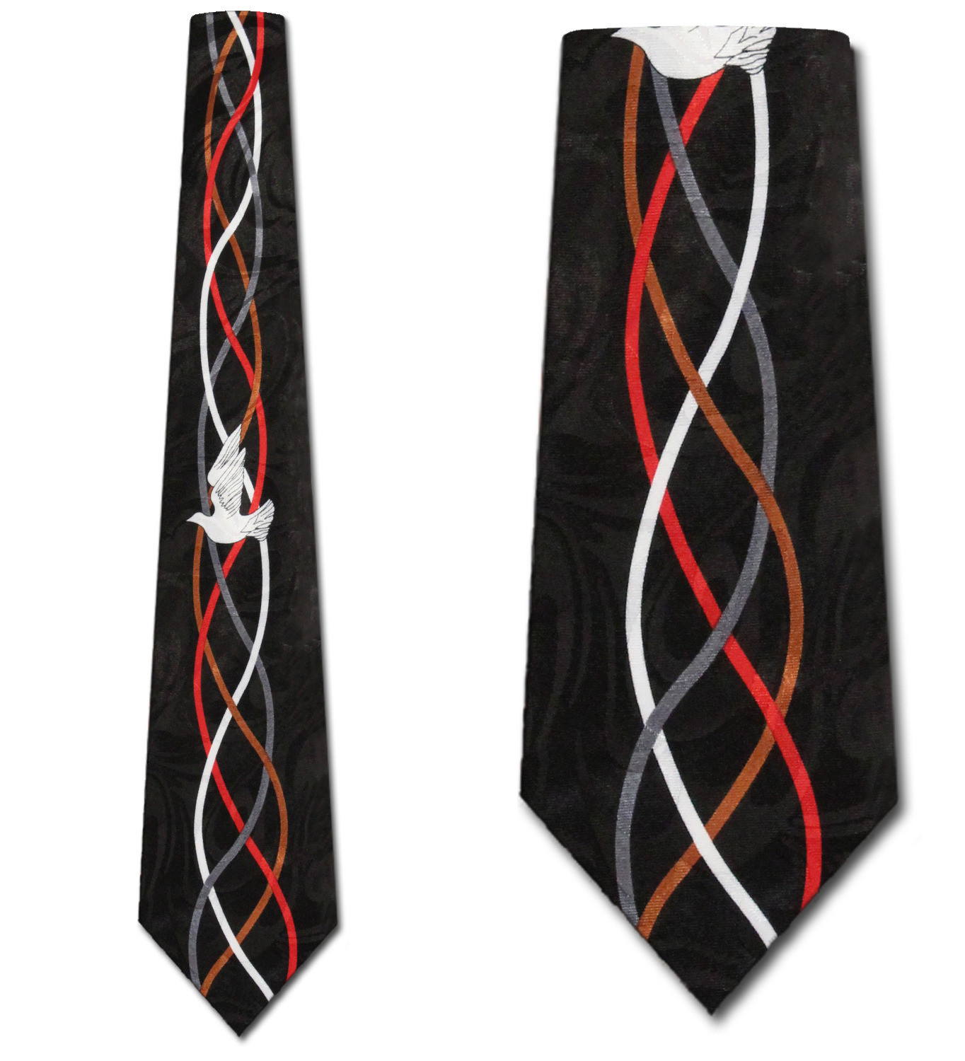 952-100: Inspirational Doves Tie Religious Neckties Black by Steven Harris